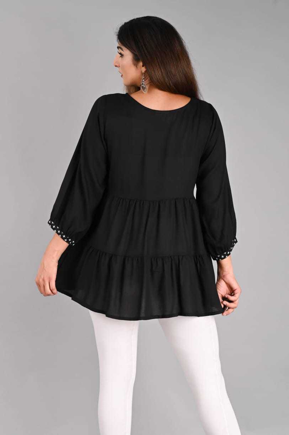 Image of Mirjai Casual Solid Women Black Top