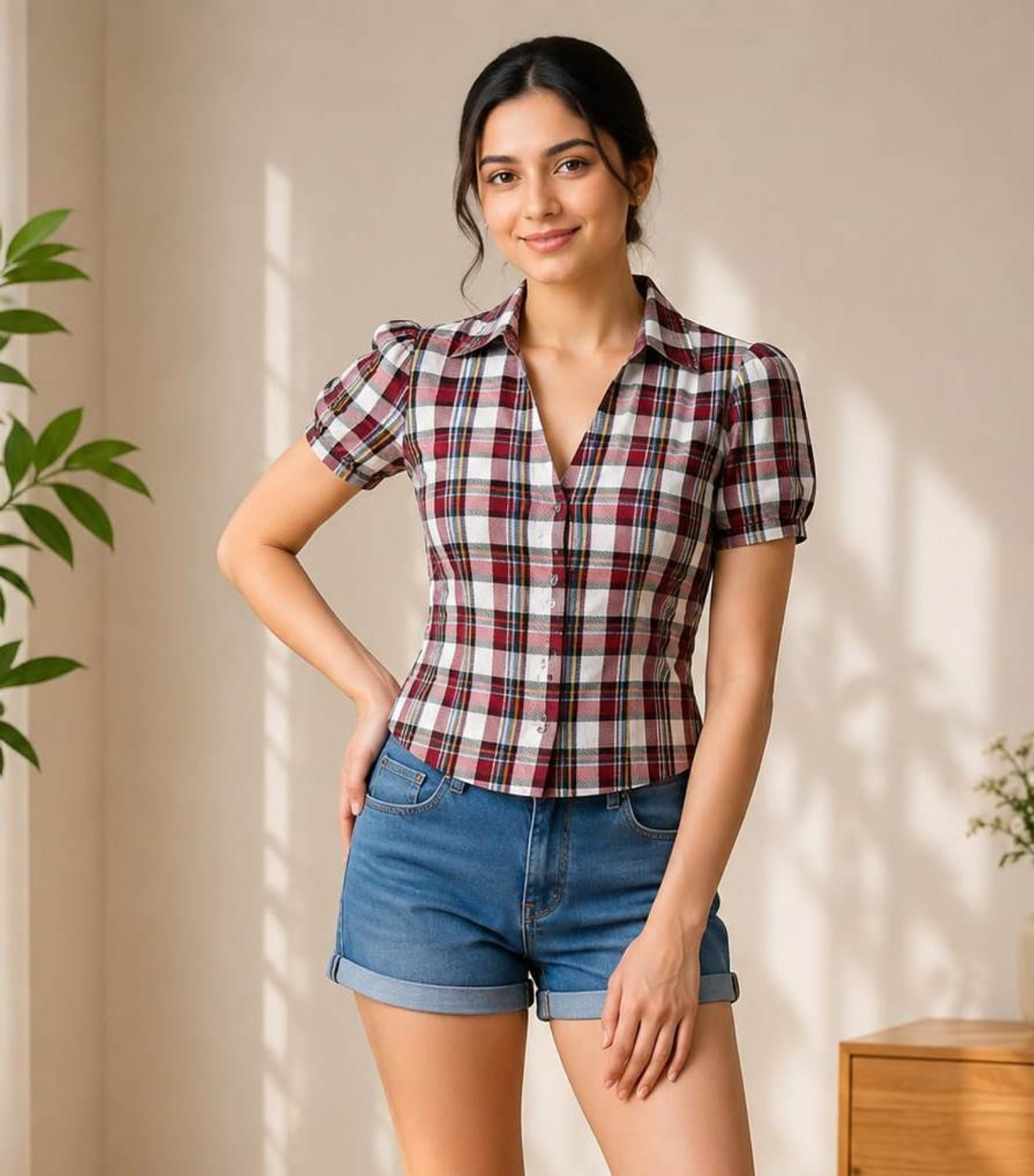 HSINTERNATIOAL Casual Checkered Women Multicolor Top