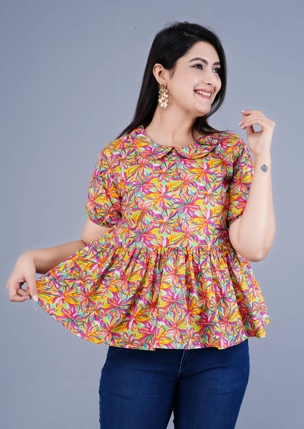 asifarheen Casual Printed Women Multicolor Top