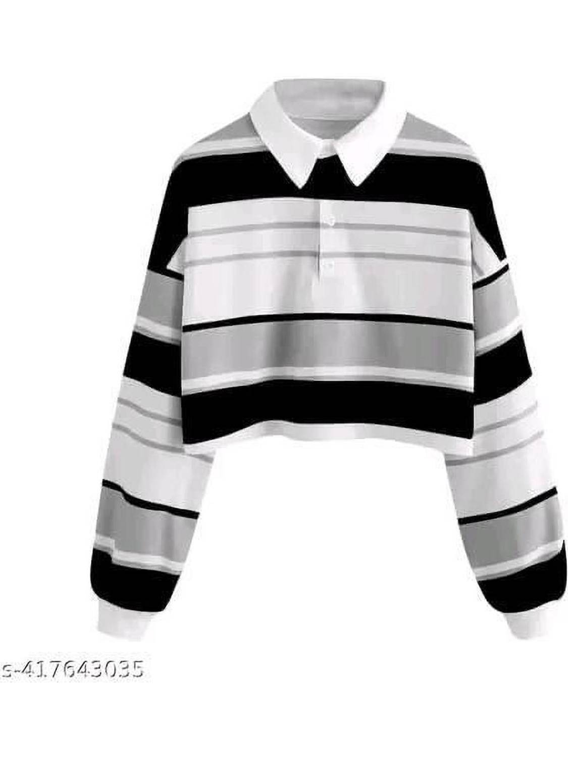 barf blech Casual Striped Women Black, Grey Top