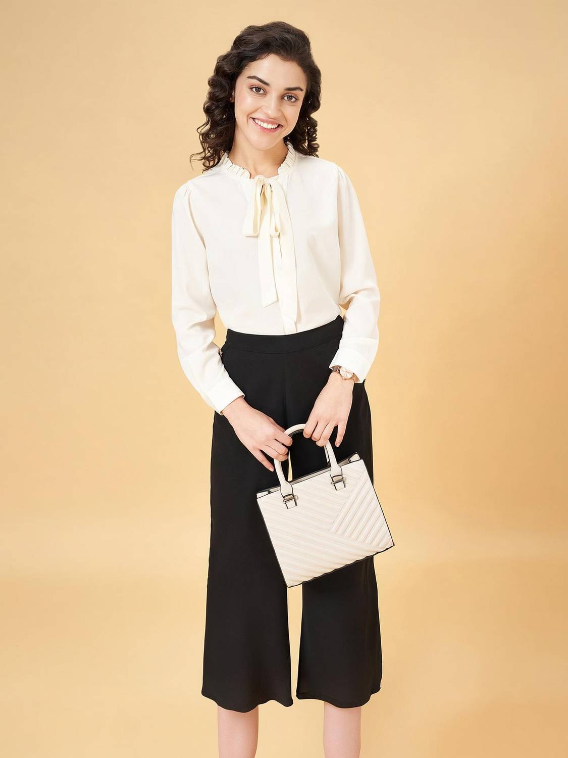 Annabelle by Pantaloons Casual Solid Women Beige Top