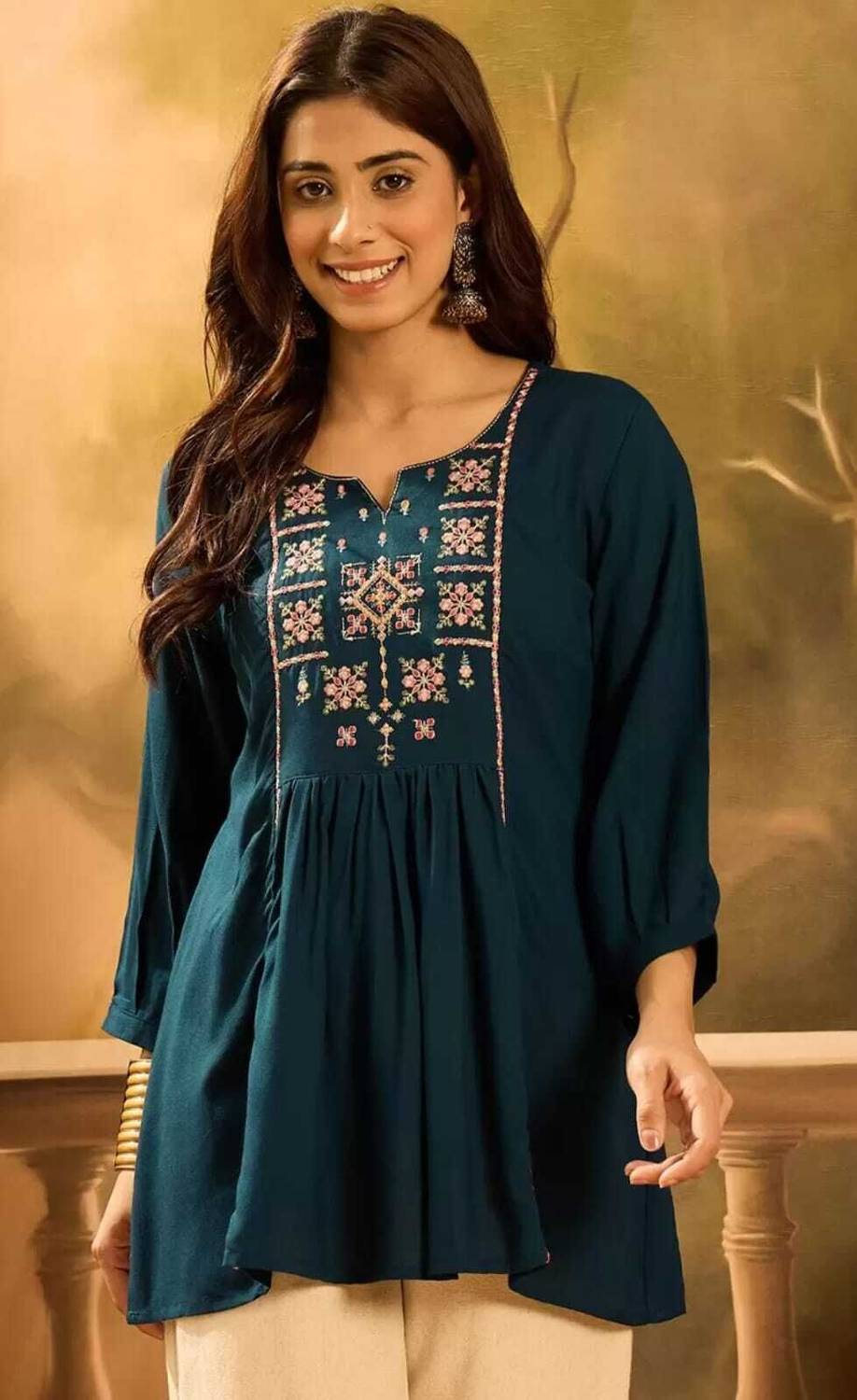 BABLIFASHION Women Embroidered Flared Kurta