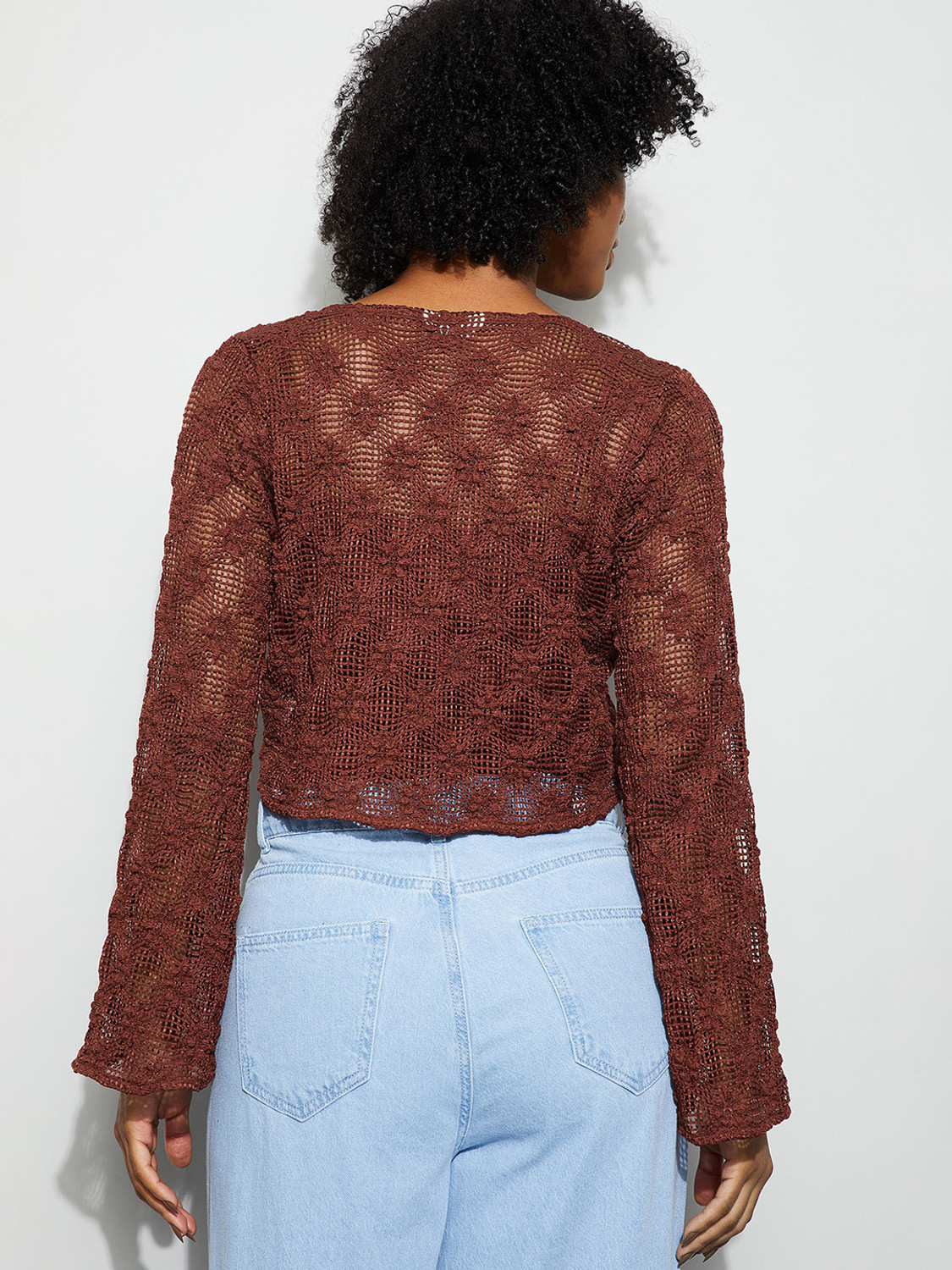 Image of Ginger by Lifestyle Casual Self Design Women Brown Top