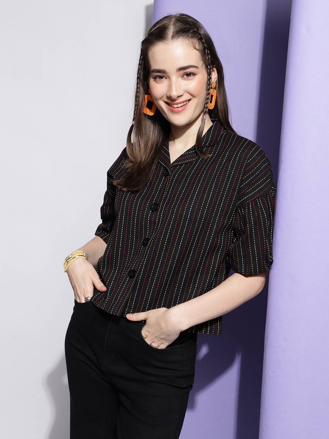 Bollyqueen Casual Striped Women Multicolor Top
