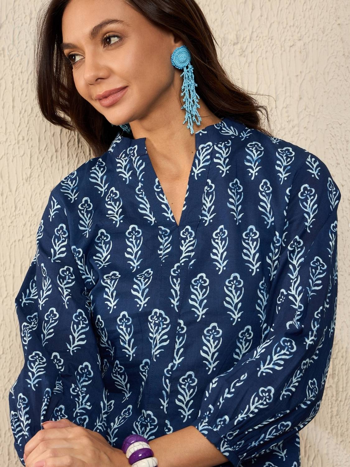 AHIKA Casual Printed Women Blue Top