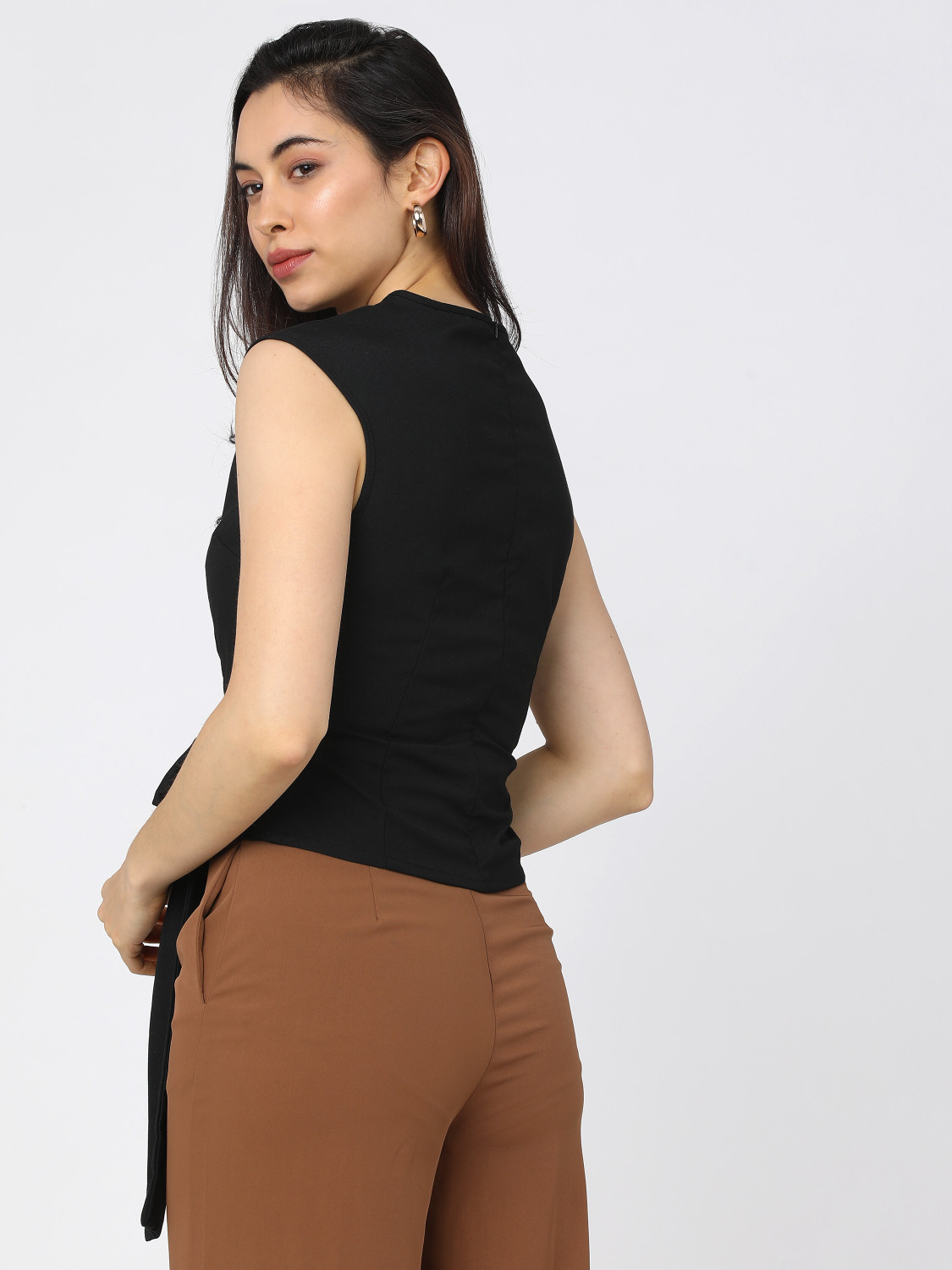 Image of Tokyo Talkies Casual Solid Women Black Top