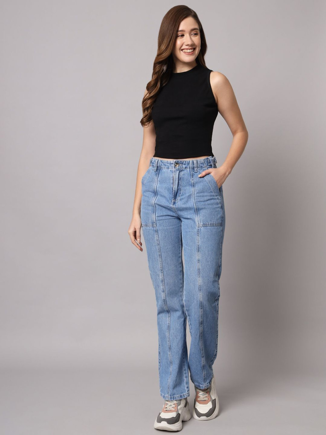Image of FUNDAY FASHION Casual Solid Women Black Top