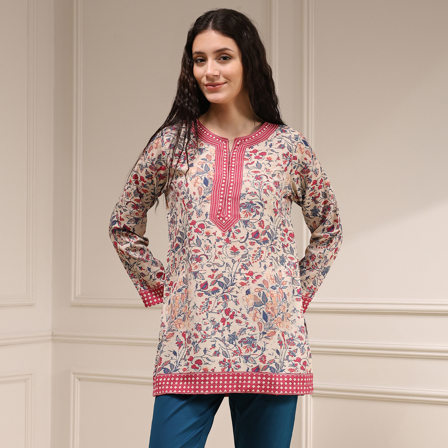 Image of BIBA Casual Printed Women Beige Top