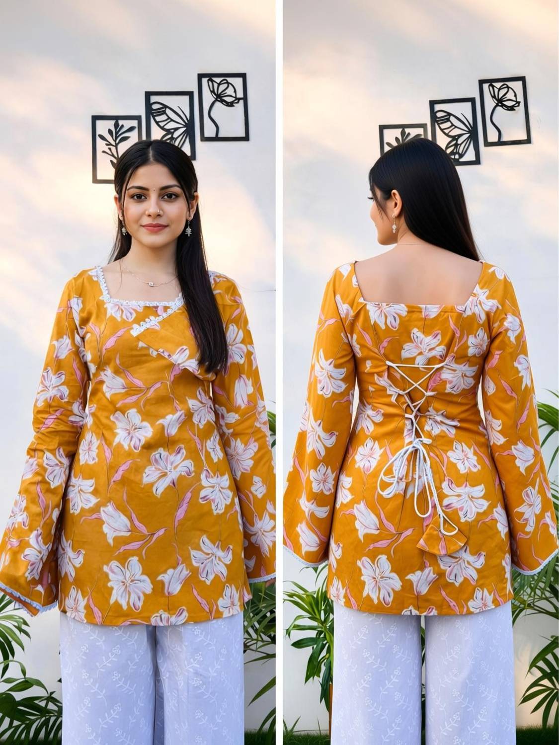 Ashish Creation Floral Print Cotton Blend Straight Kurta for Women