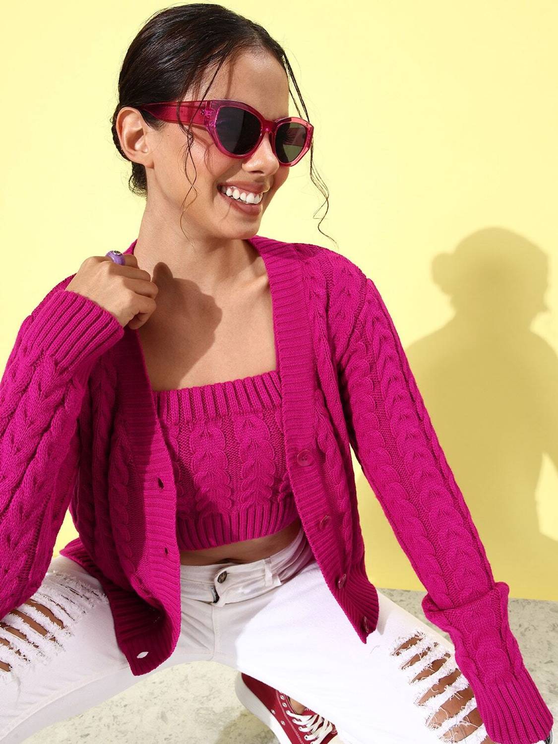 4WRD by Dressberry Casual Self Design Women Pink Top