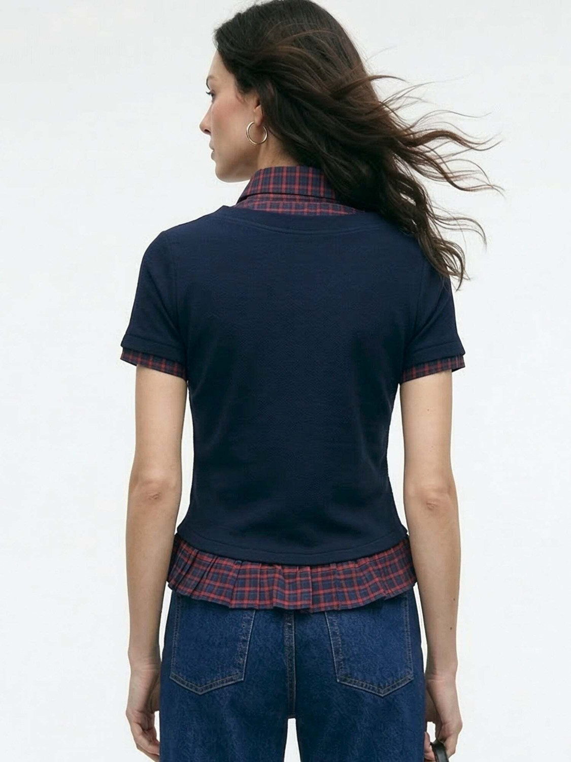 Image of OUTZIDR Casual Checkered Women Multicolor Top