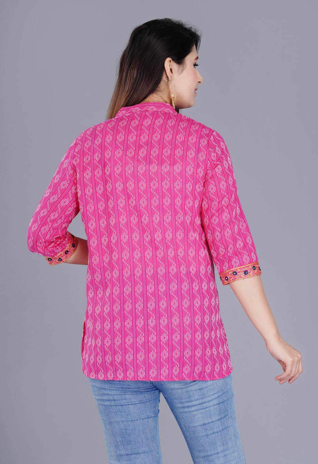 Image of AK FUSION Casual Printed Women Pink, White Top