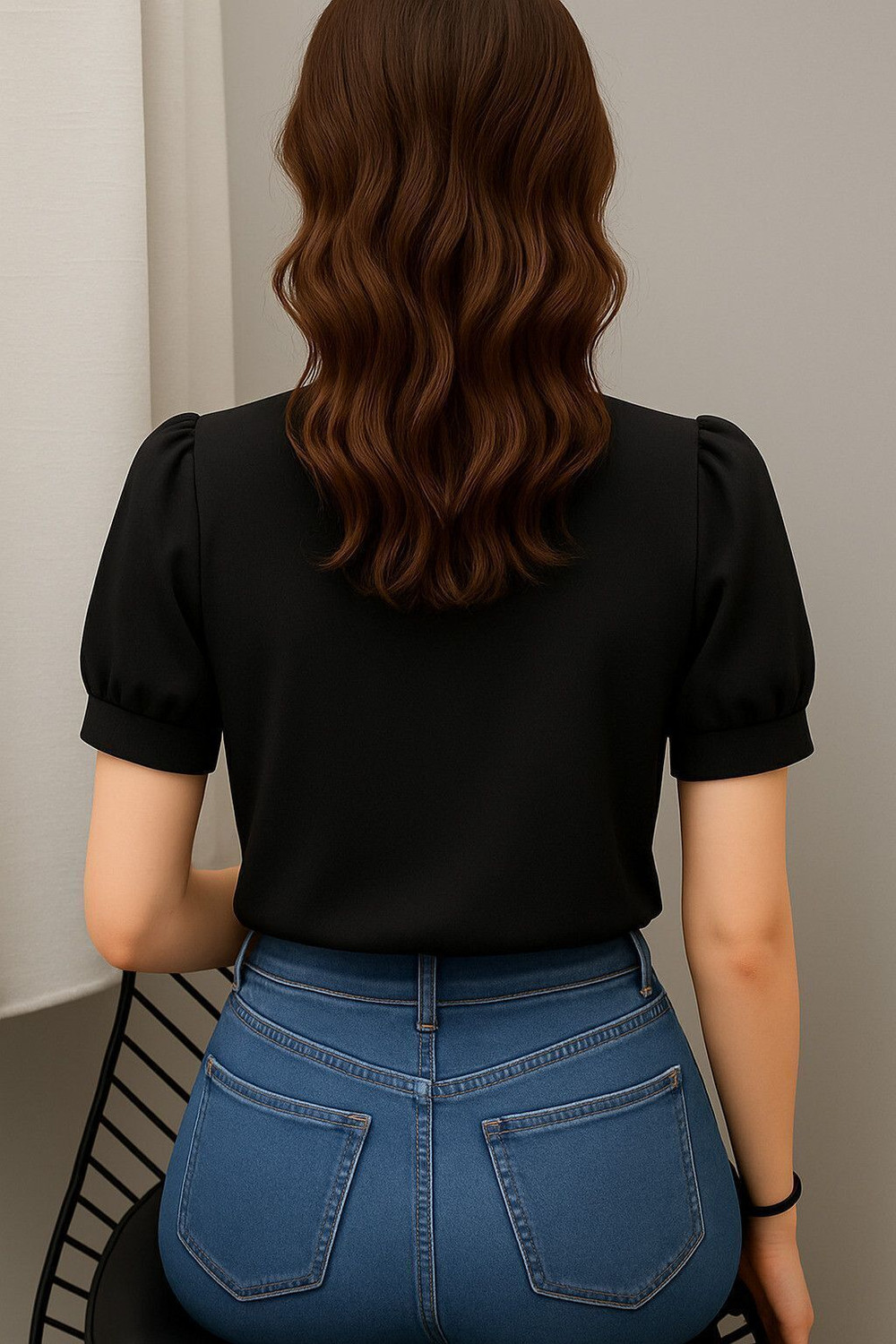 Image of Absorbing Casual Solid Women Black Top