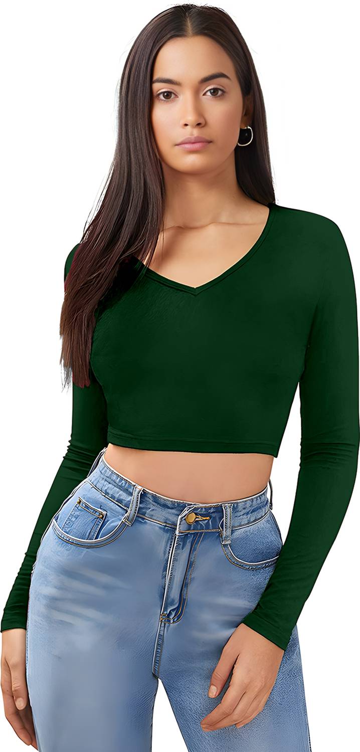 Ipshita Casual Solid Women Green Top