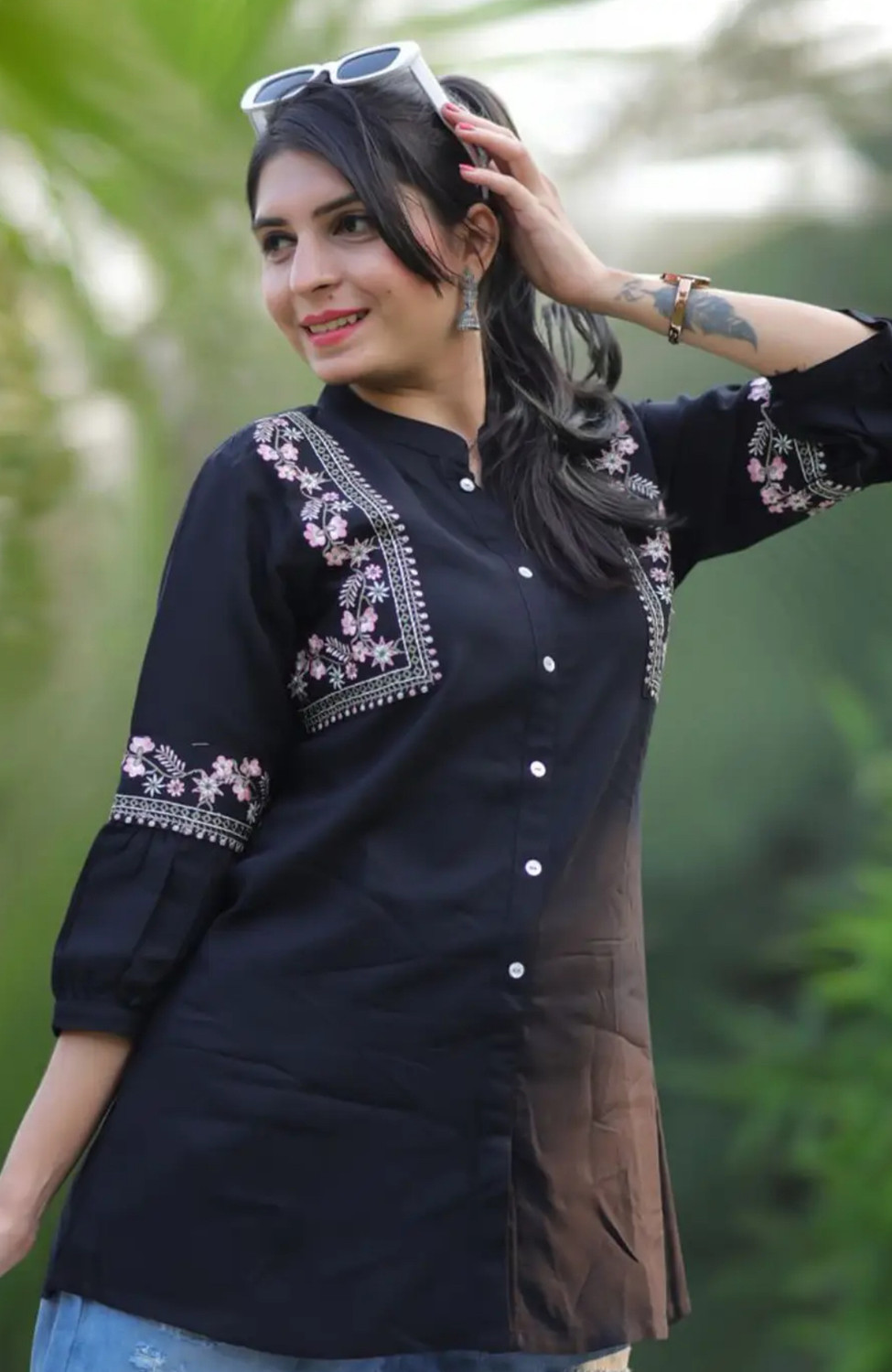 Image of reepree Casual Embroidered Women Pink Top