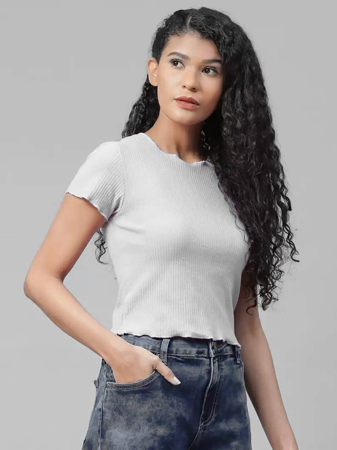 Absorbing Casual Solid Women White Top
