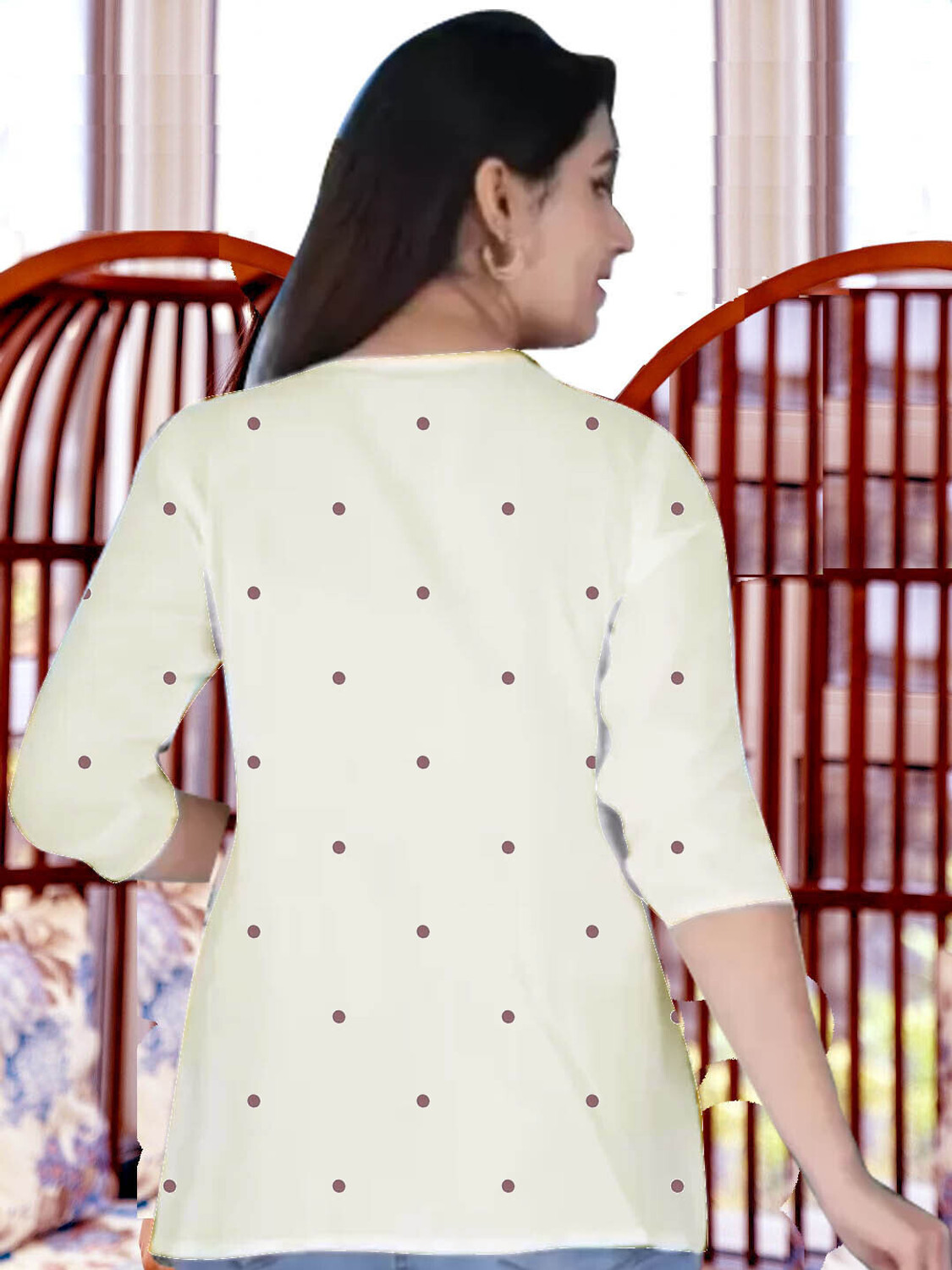 Image of RR SA KURTIS Party Embroidered Women Beige Top
