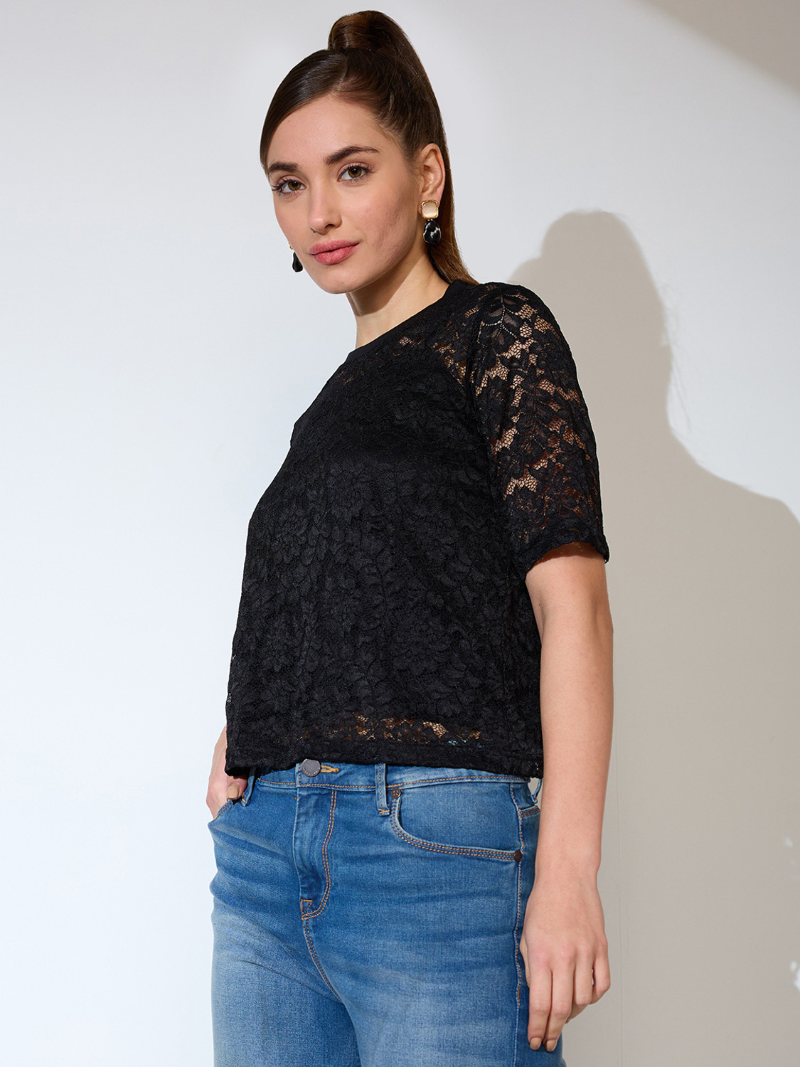 Image of Globus Party Lace Women Black Top