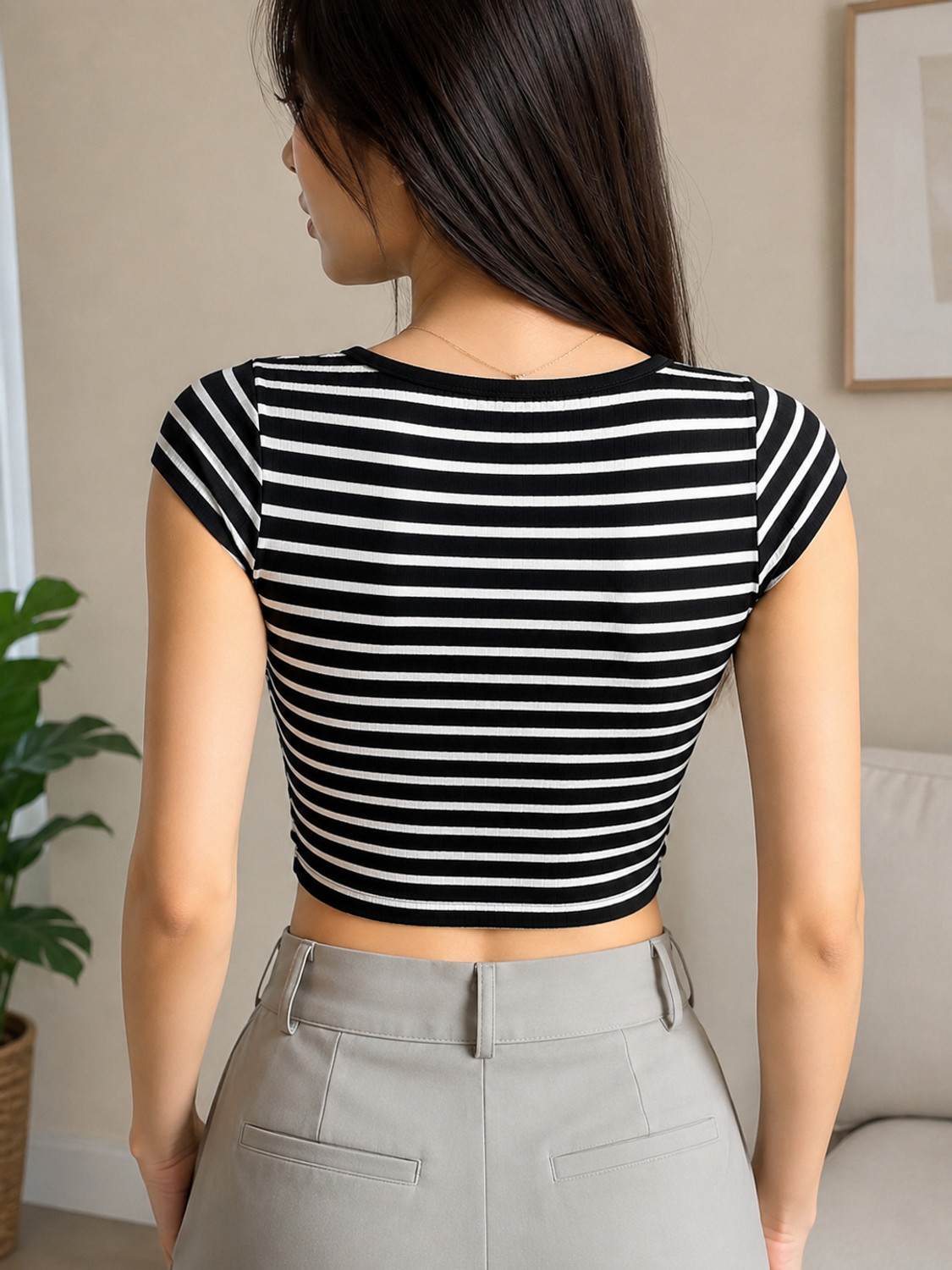 Image of LOVERSBITE Casual Striped Women Black, White Top