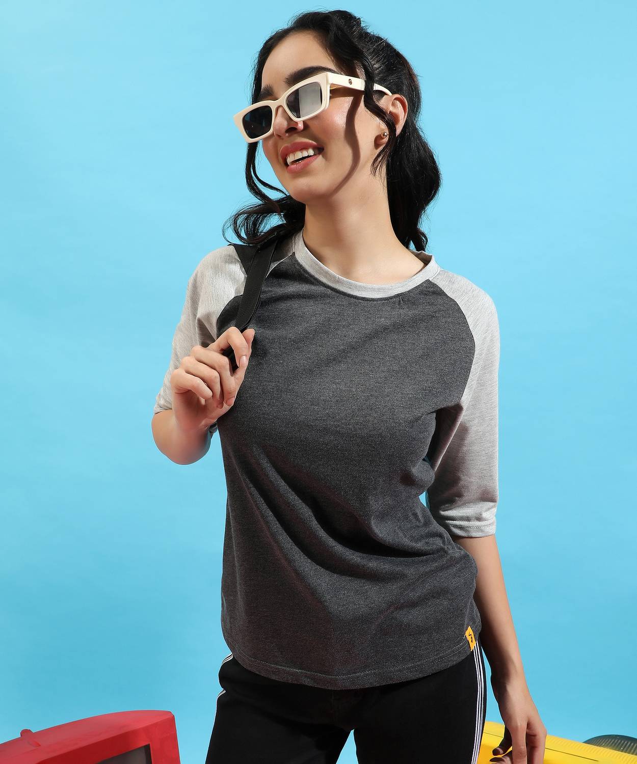 PINACOLADA Casual Color Block Women Grey Top
