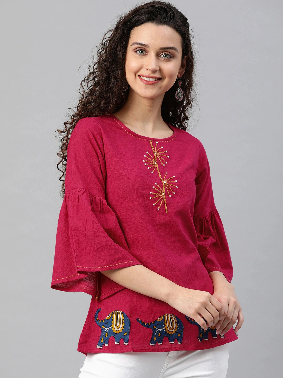 Image of HouseOfCommon Casual Printed Women Pink Top