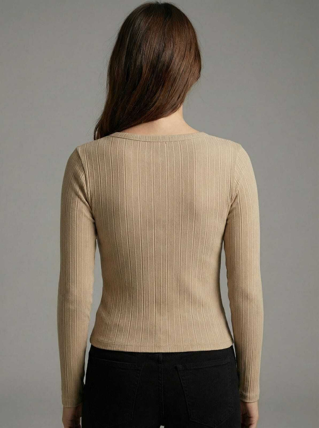 Image of HANG N HOLD Casual Self Design Women Beige Top