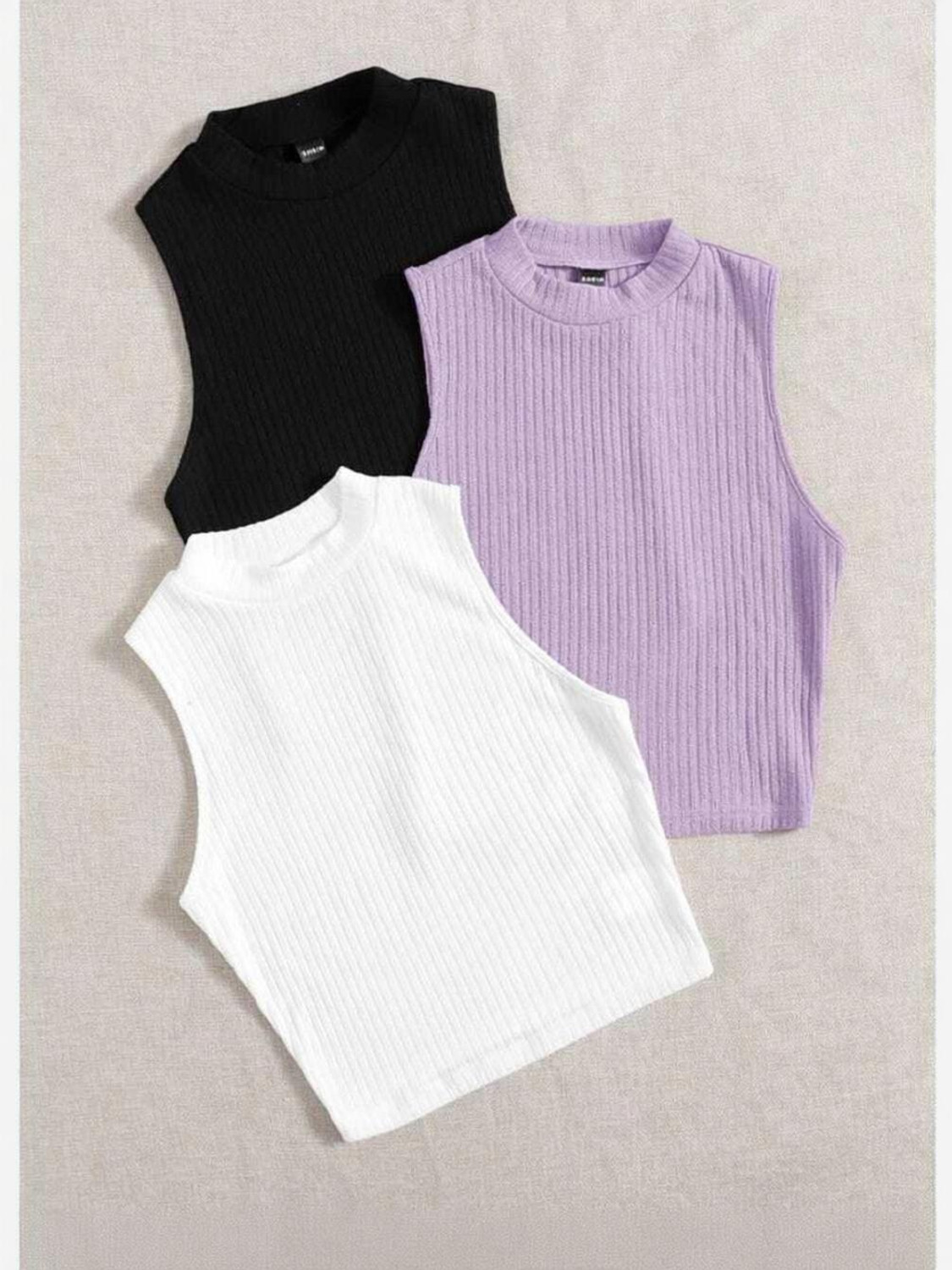 Image of JKP COLLECTIONS Pack of 3 Casual Sleeveless Solid Women Multicolor Top