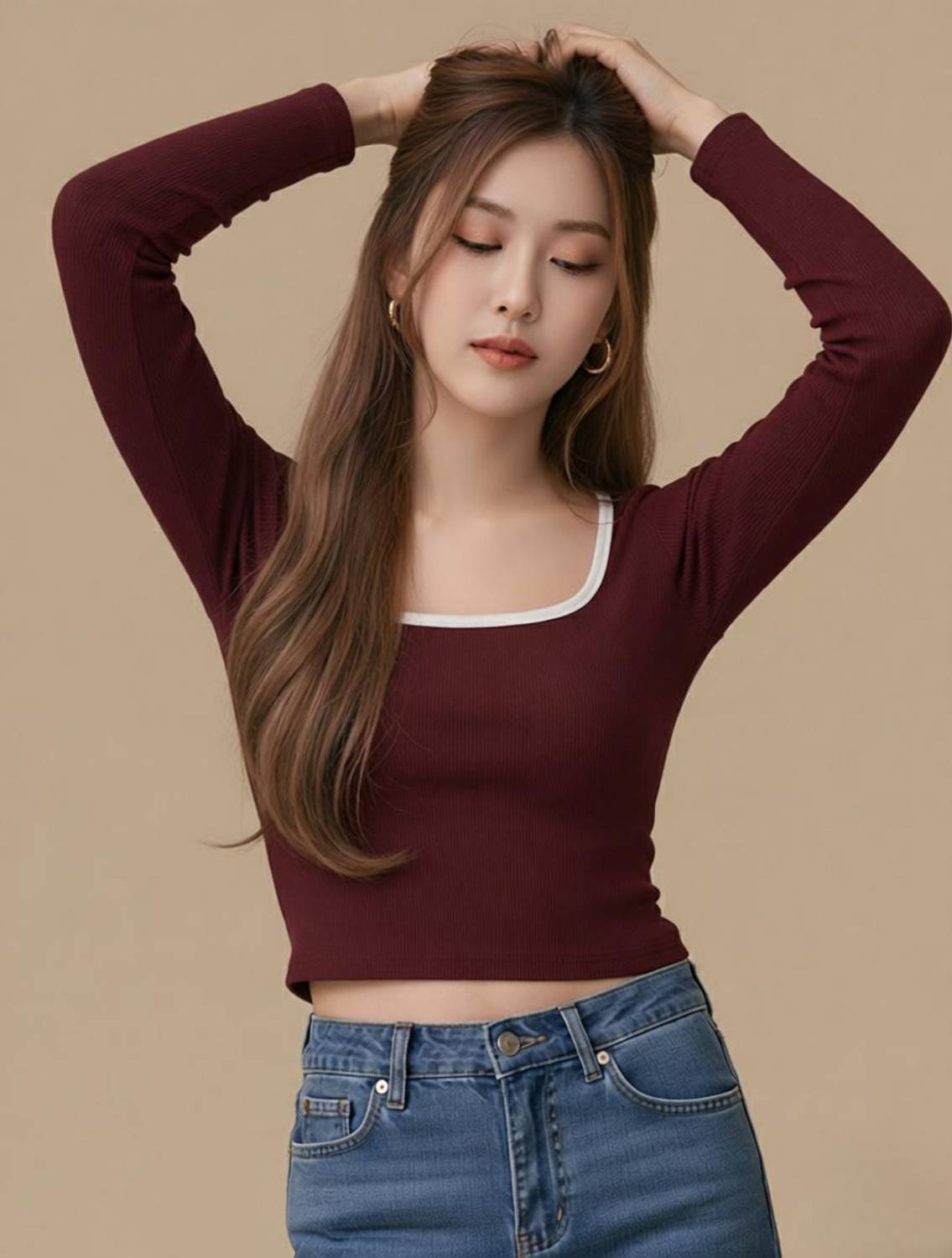 AUVA Casual Solid Women Maroon Top