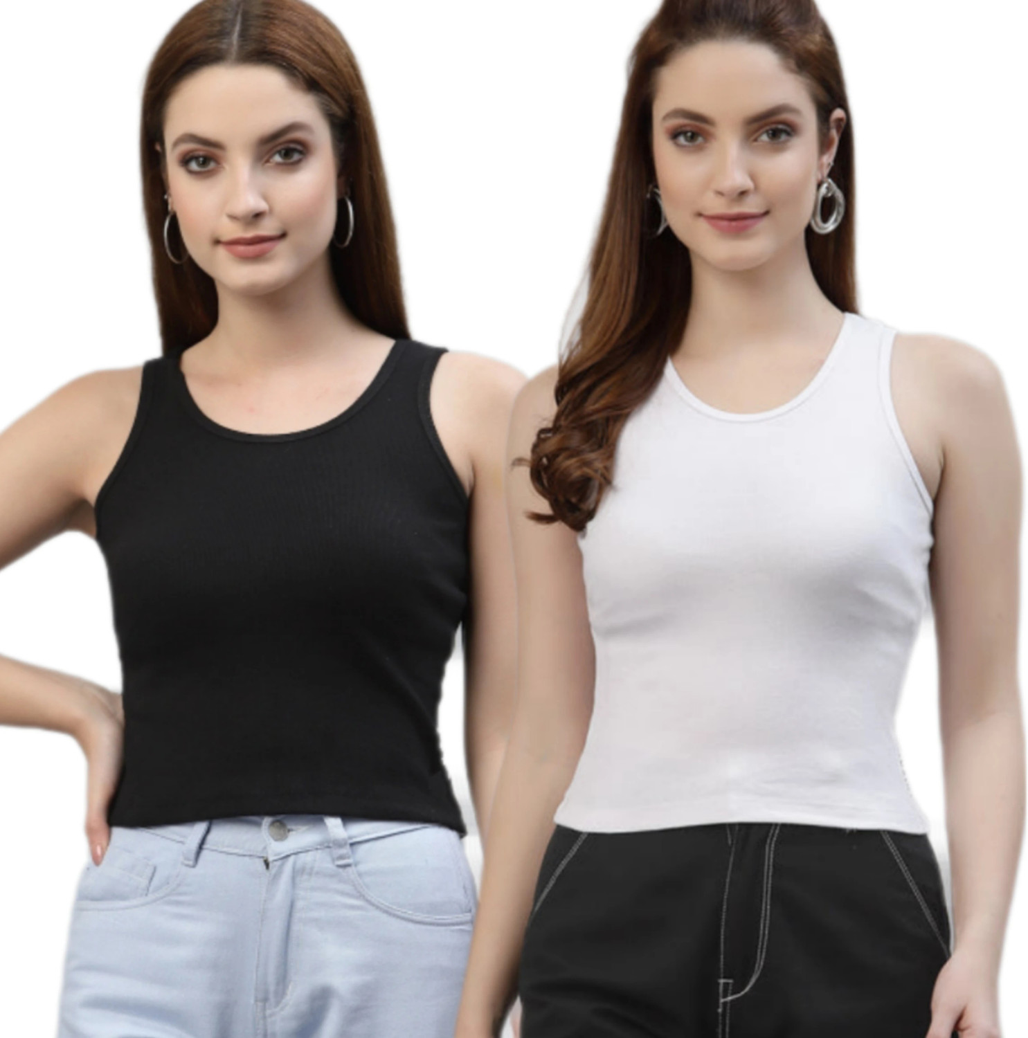 Image of ZERISH Casual Solid Women Black, White Top
