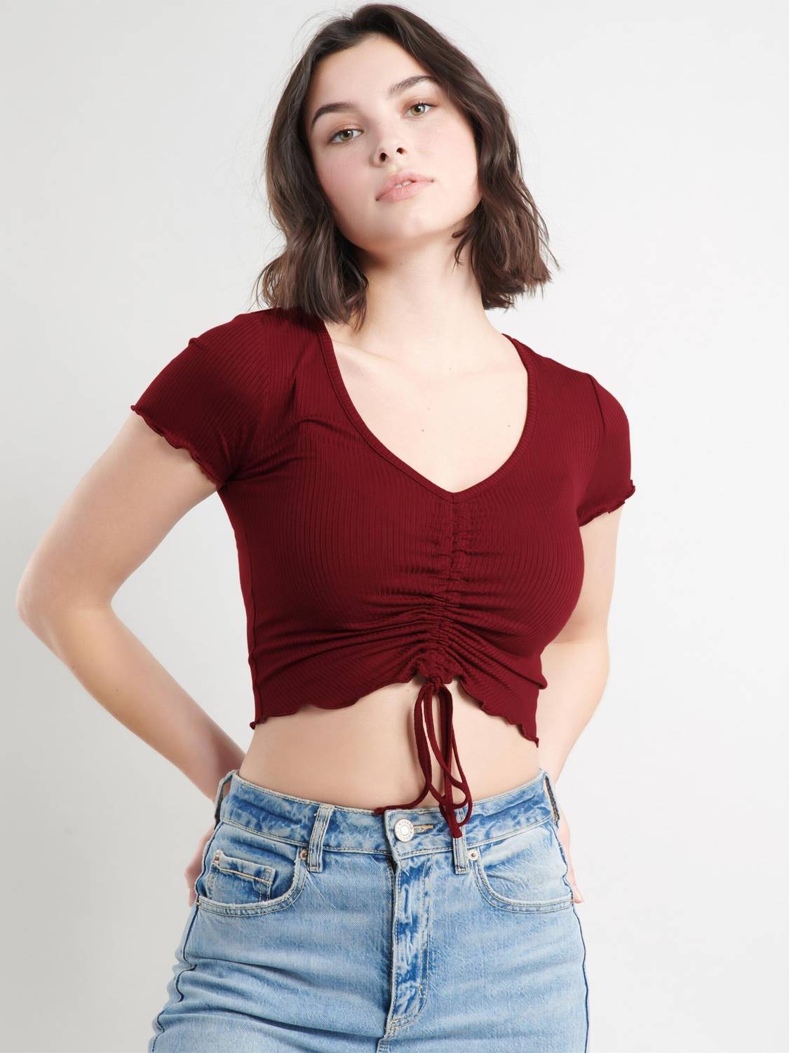 Nalax Designs Casual Solid Women Maroon Top