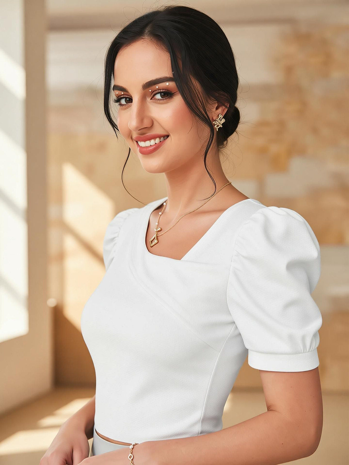 Image of Maheshvi Casual Solid Women White Top