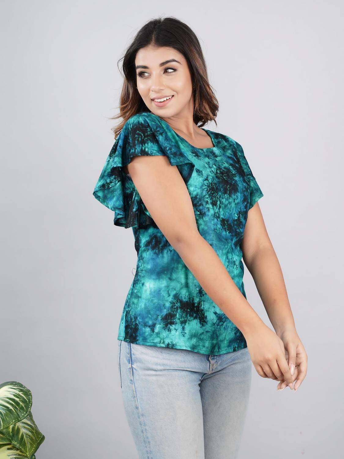 Bachuu Casual Tie & Dye Women Green Top
