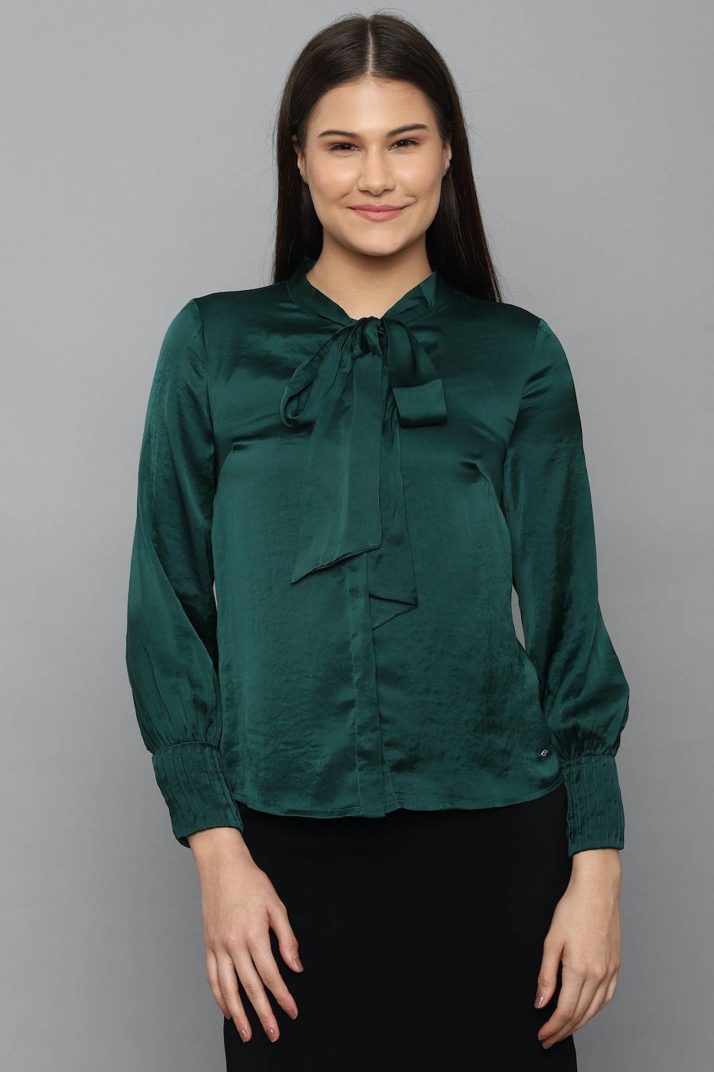 Allen Solly Formal Solid Women Green Top