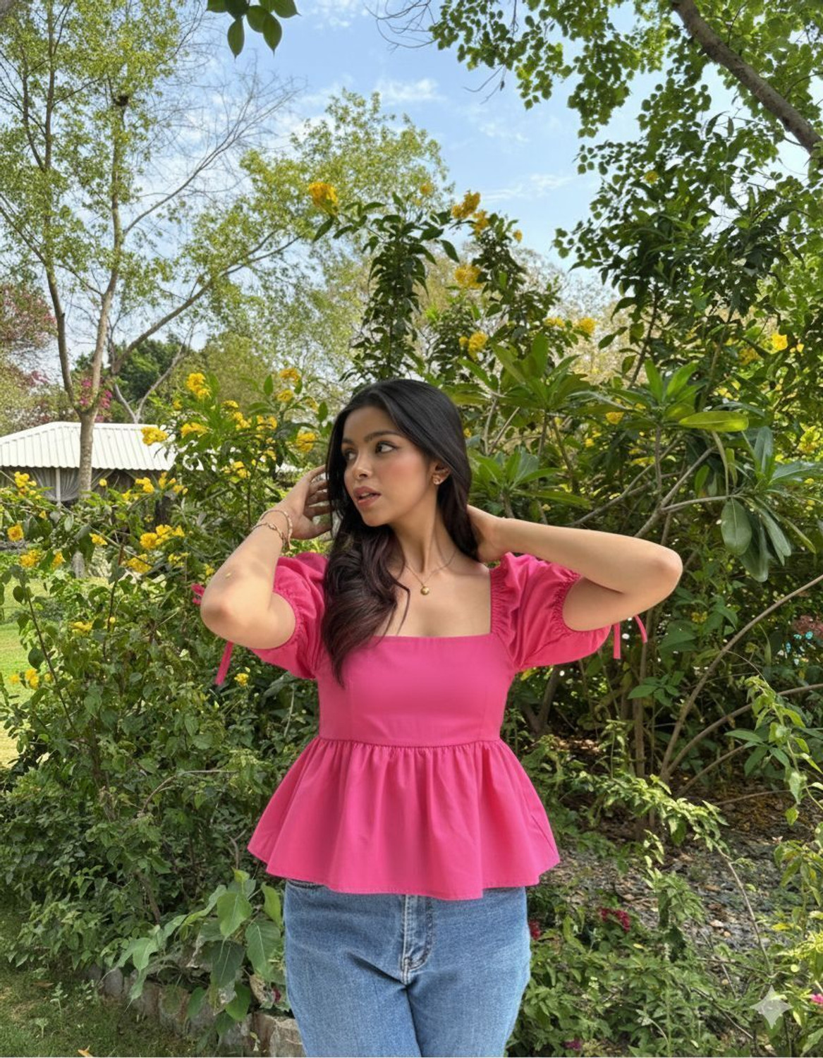 Image of NUSARA Casual Solid Women Pink Top