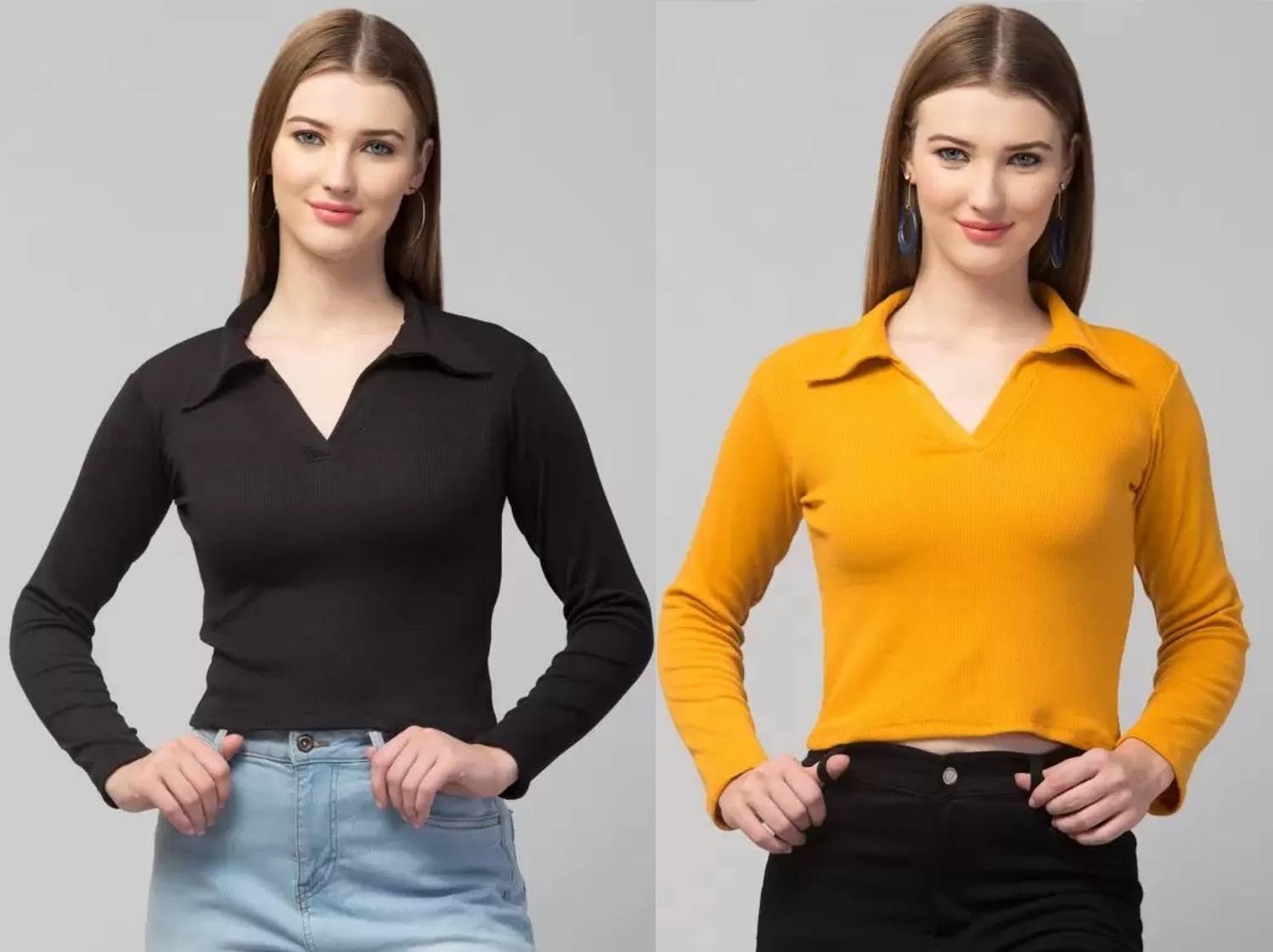 GLADLY Casual Solid Women Black, Yellow Top