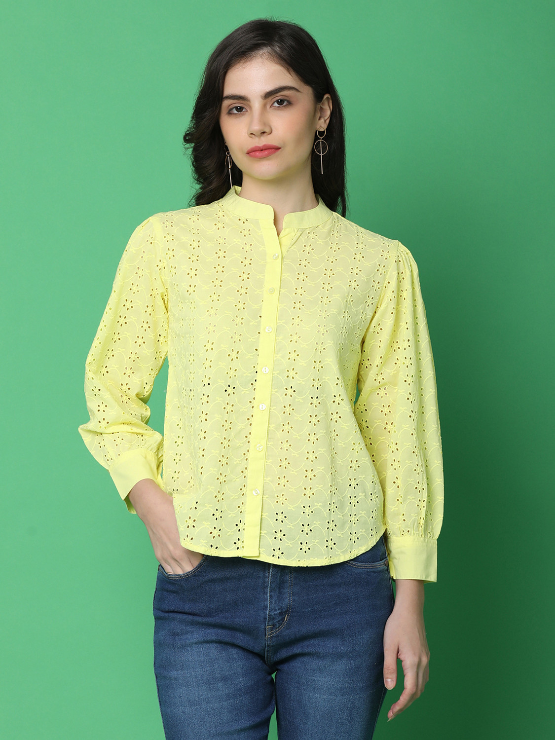Image of V-MART Casual Solid Women Yellow Top