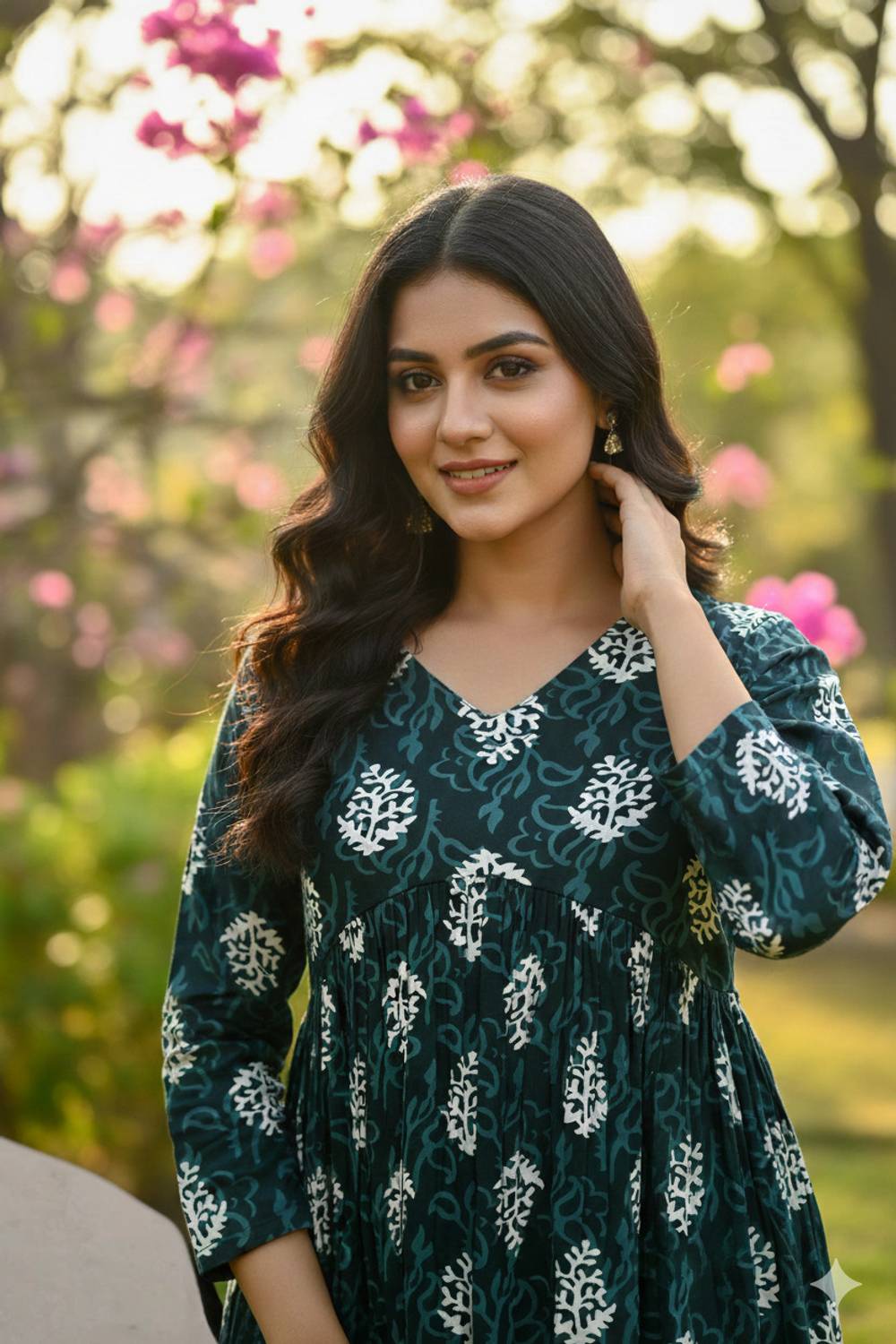 BLEVY Casual Floral Print Women Green Top