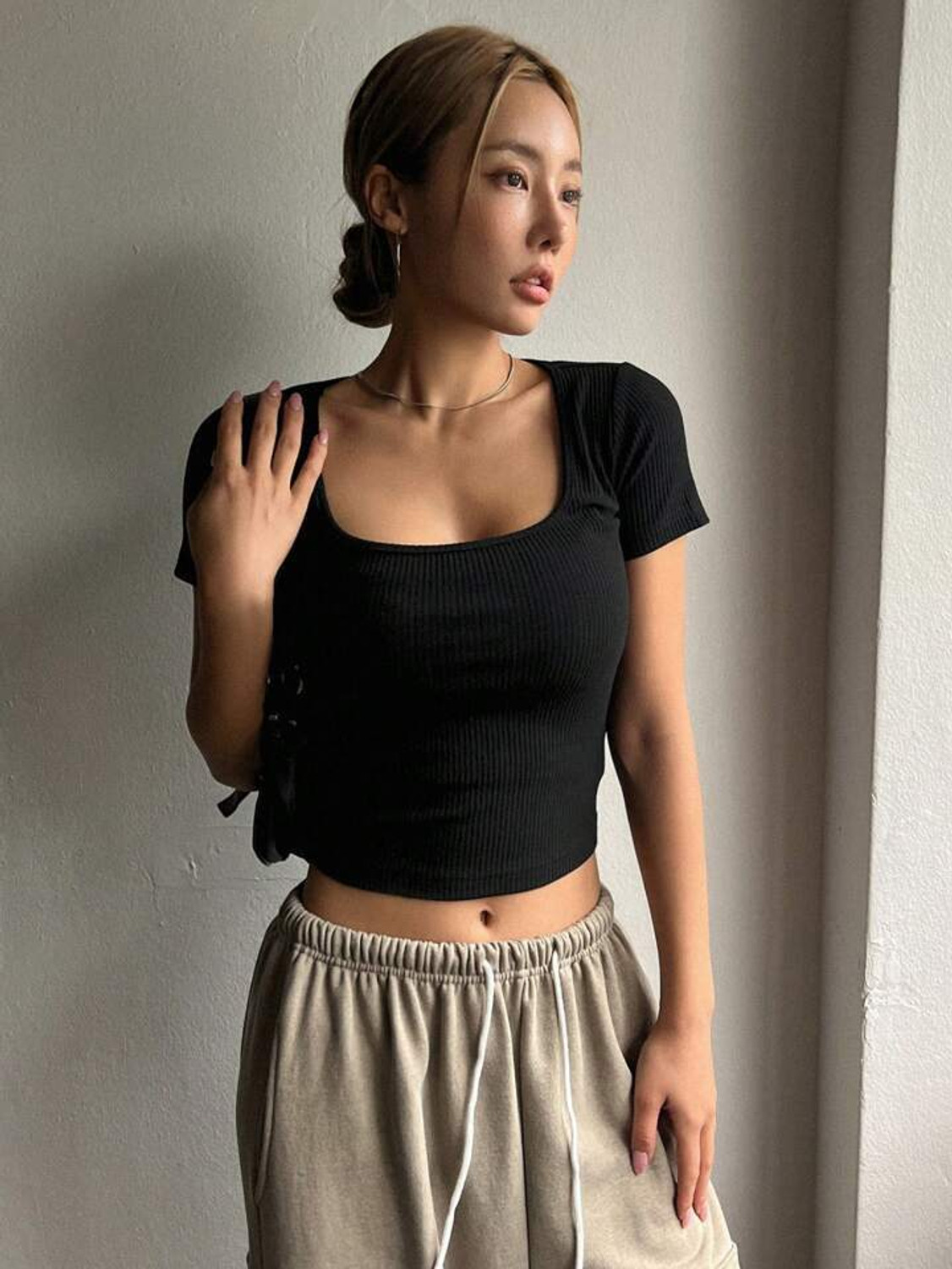 Image of CoupleHub Casual Self Design Women Black Top