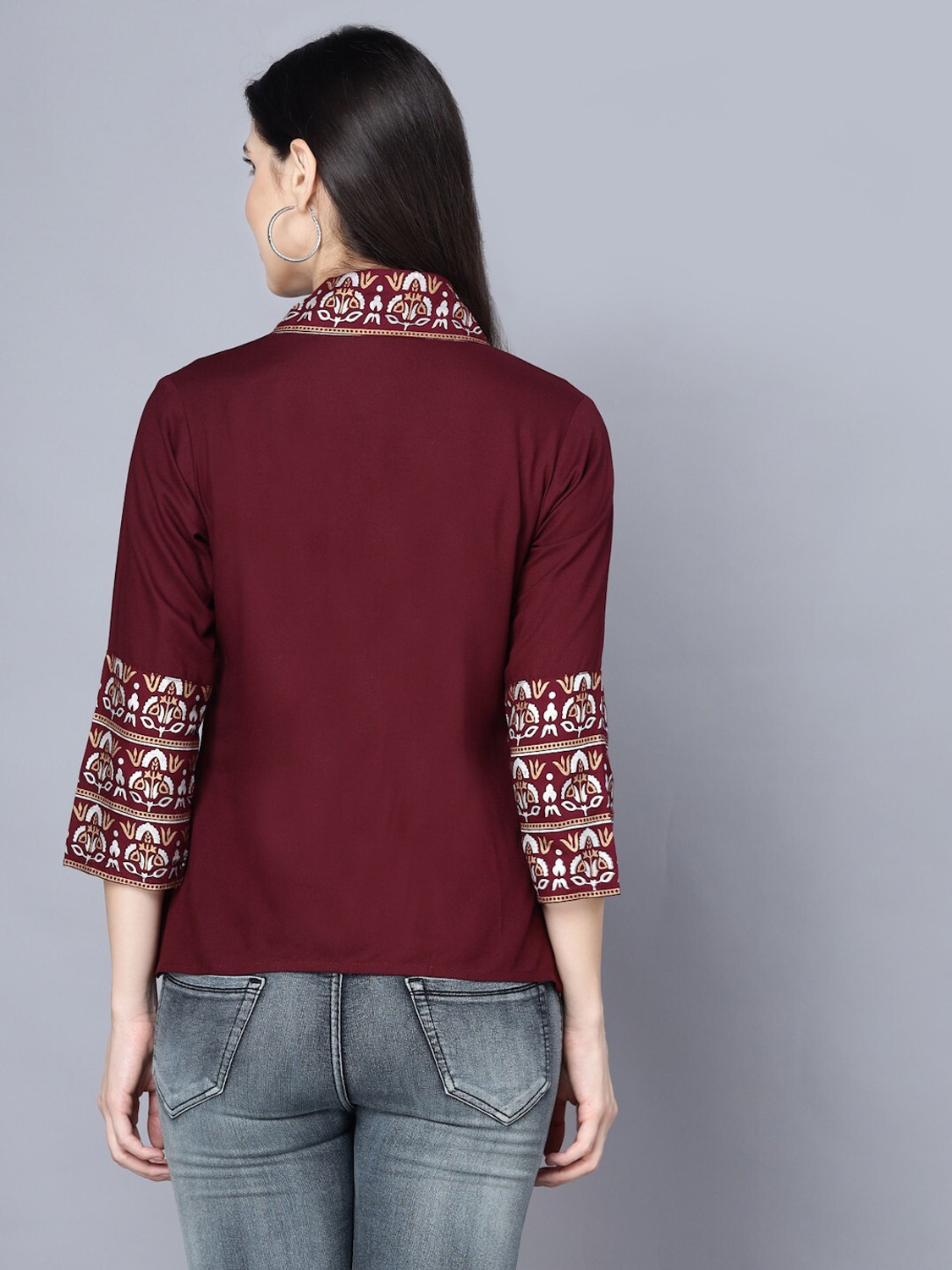 Image of SUBH LAXMI Casual Printed Women Brown Top