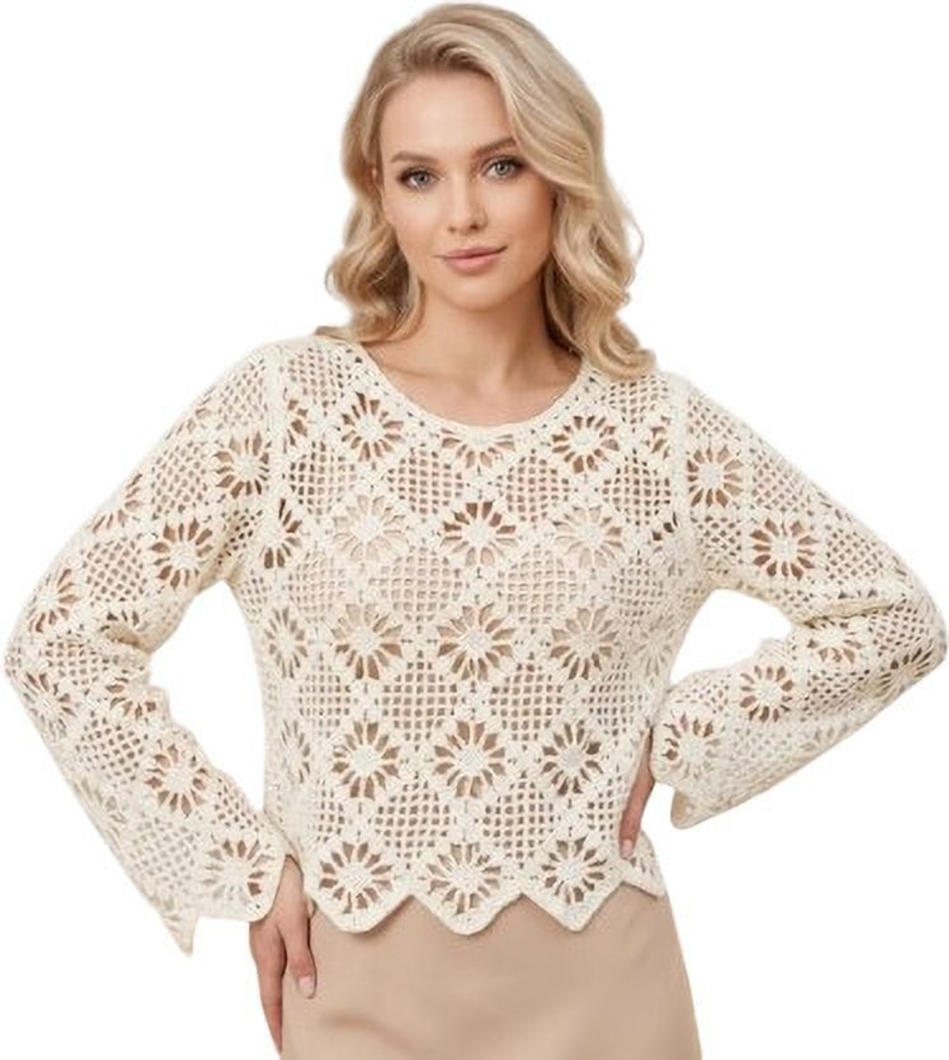 krati by tara Casual Self Design Women Beige Top