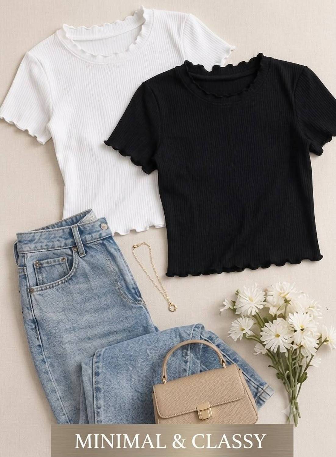 GeetaKashiStore Self-Design Casual Top for Women (Black & White, Pack of 2) at ₹258 (63% Off) – Flipkart