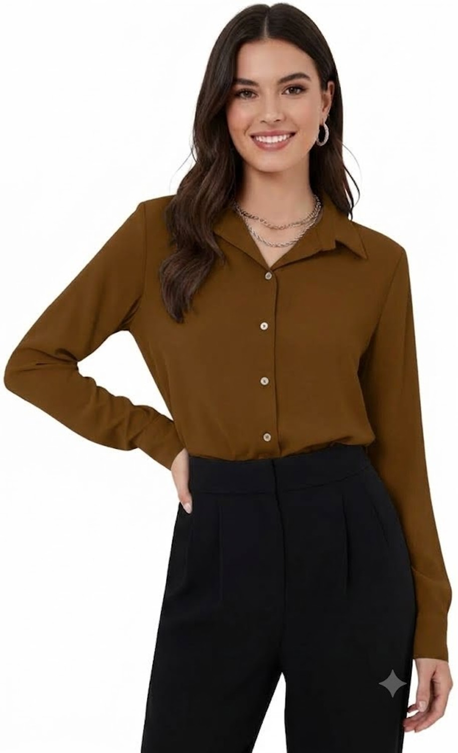 Image of Leriya Fashion Casual Solid Women Brown Top
