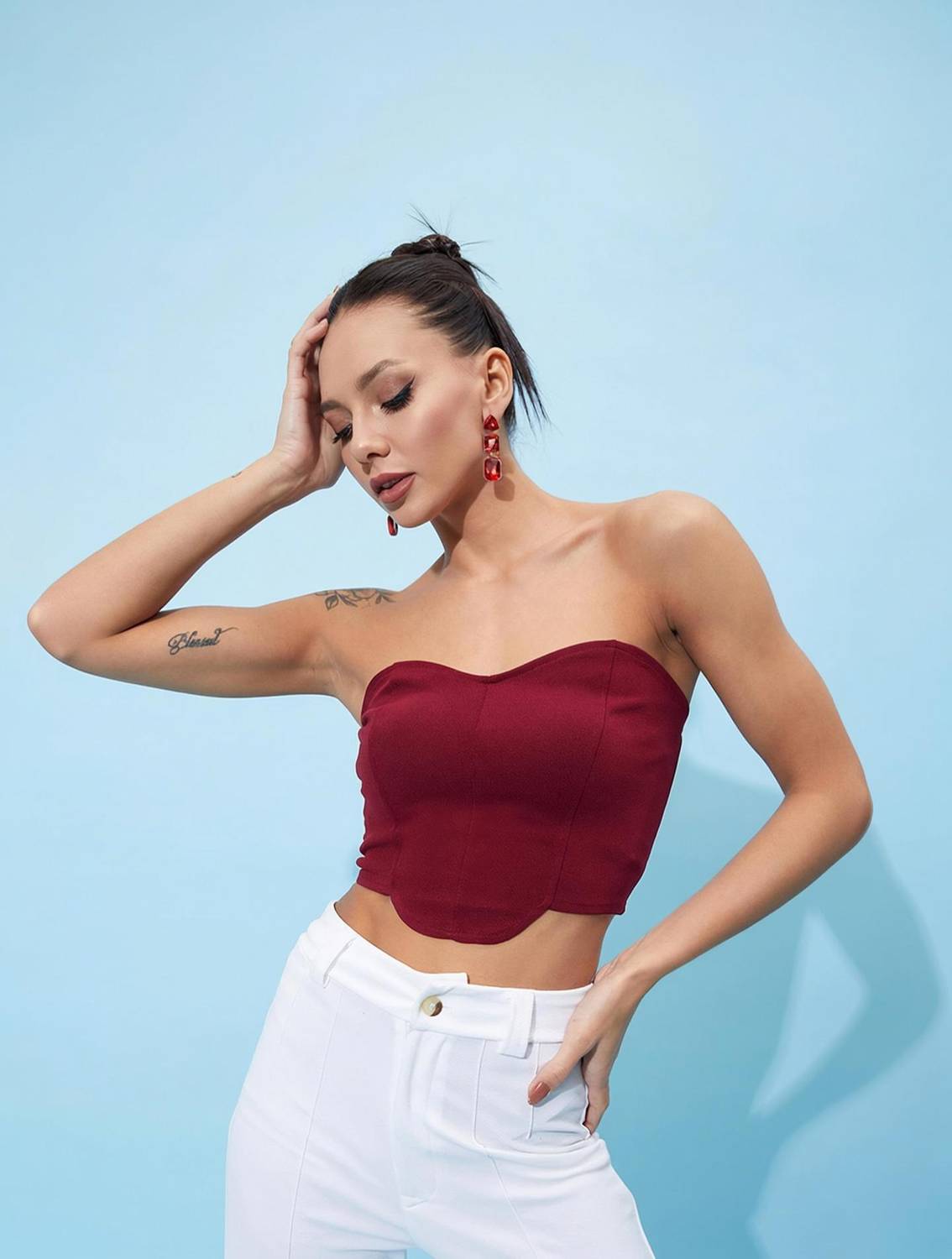 ATHENA Party Solid Women Maroon Top