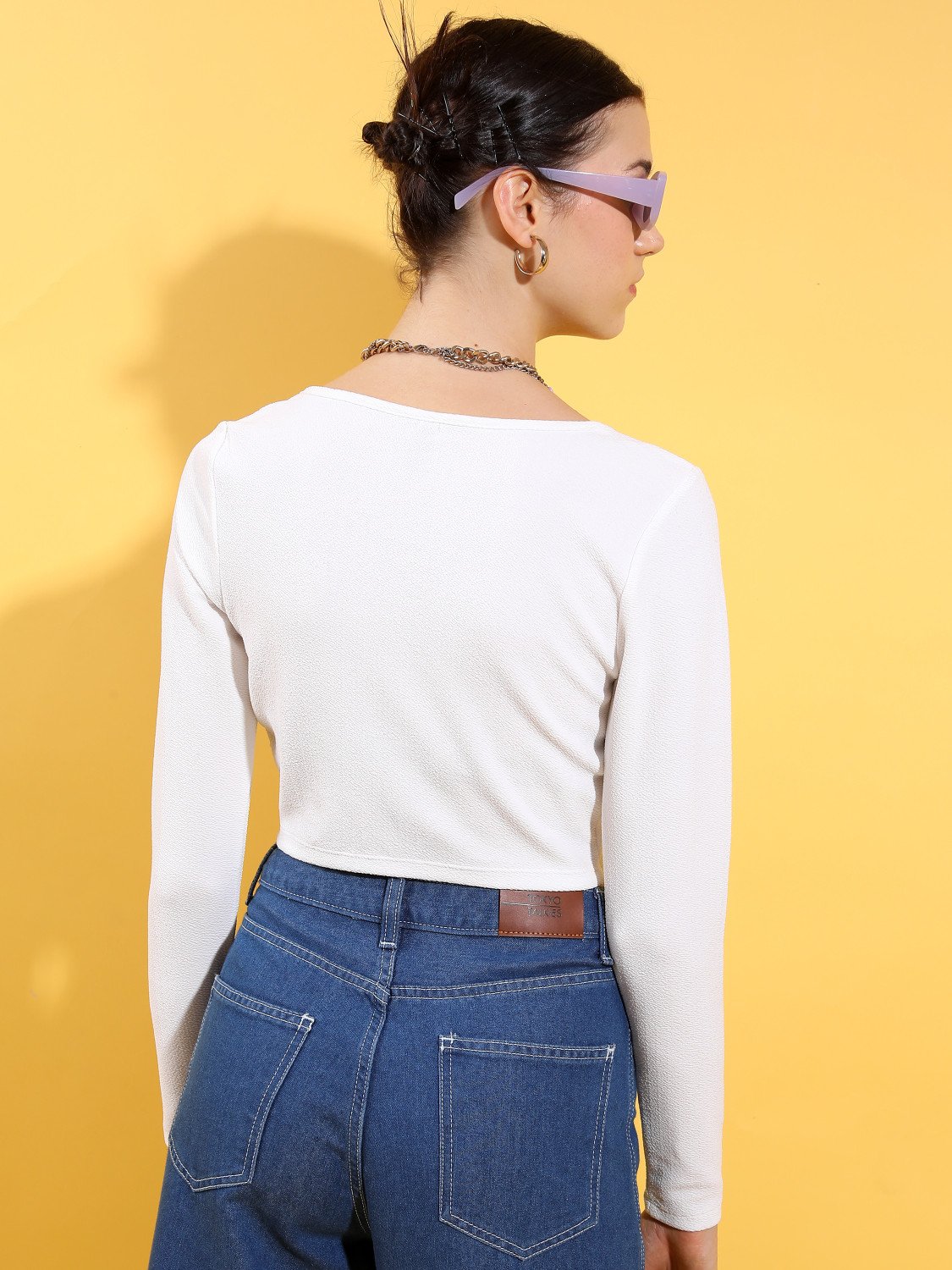 Image of Tokyo Talkies Casual Solid Women White Top