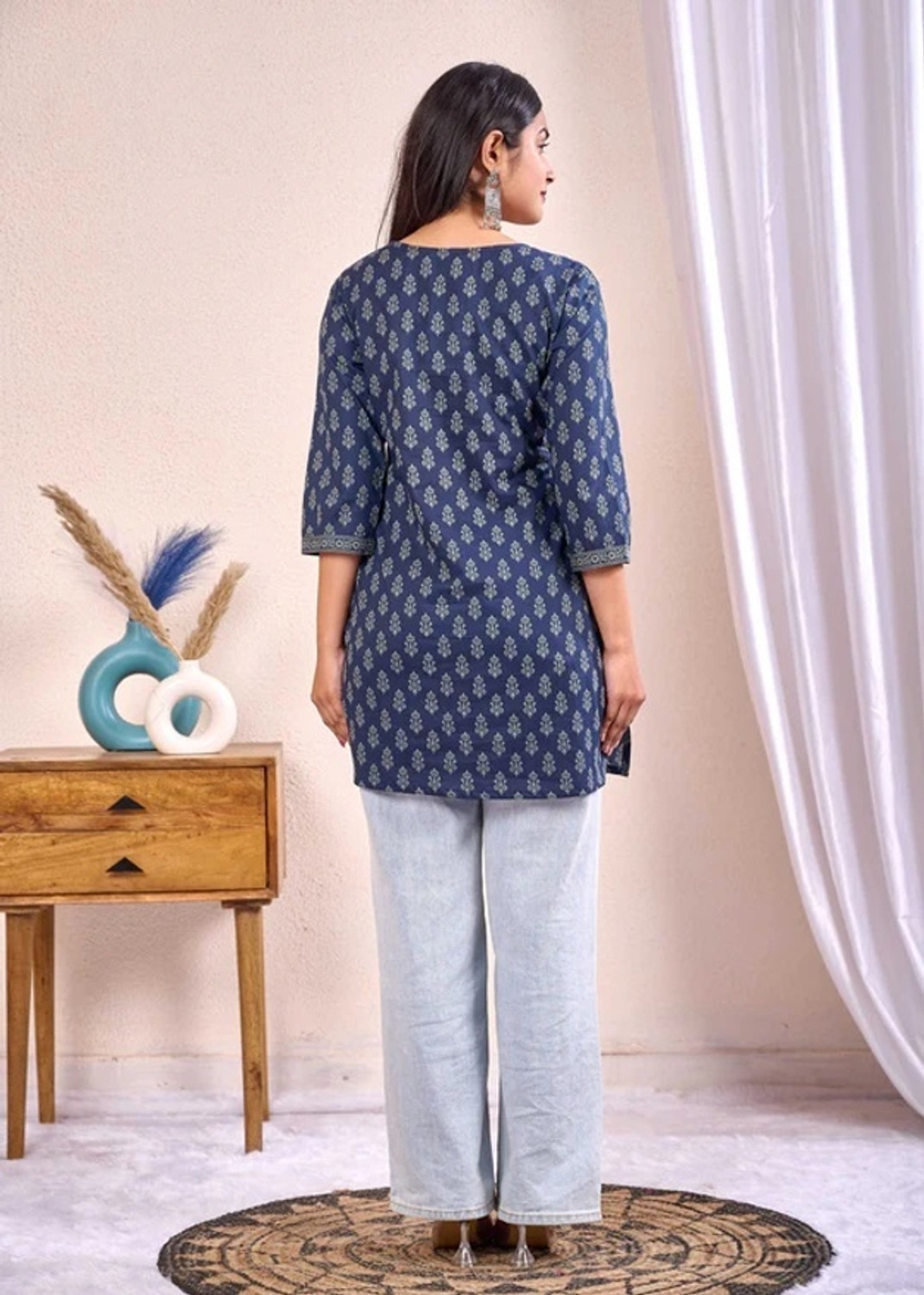 Image of SANGOURI Casual Printed Women Blue Top