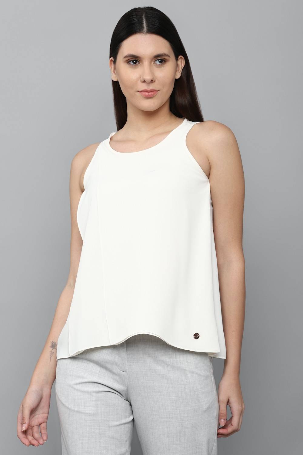 Allen Solly Casual Solid Women Beige Top