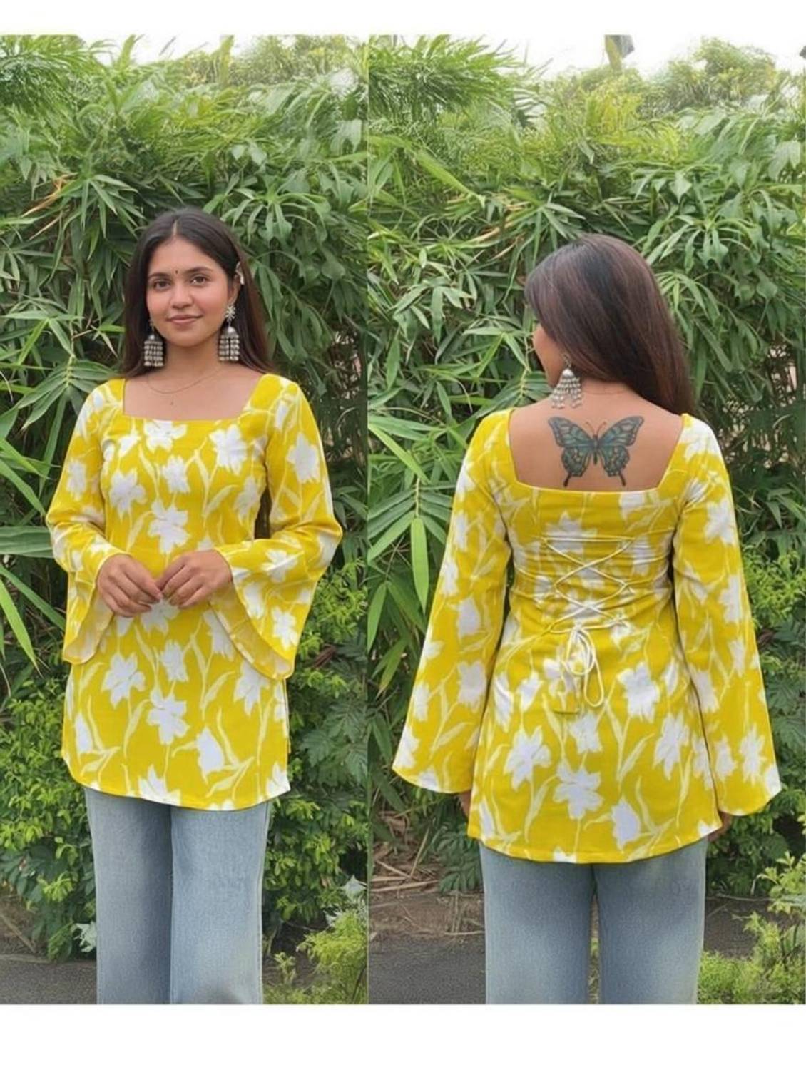 Kirnya Women Printed High Low Kurta