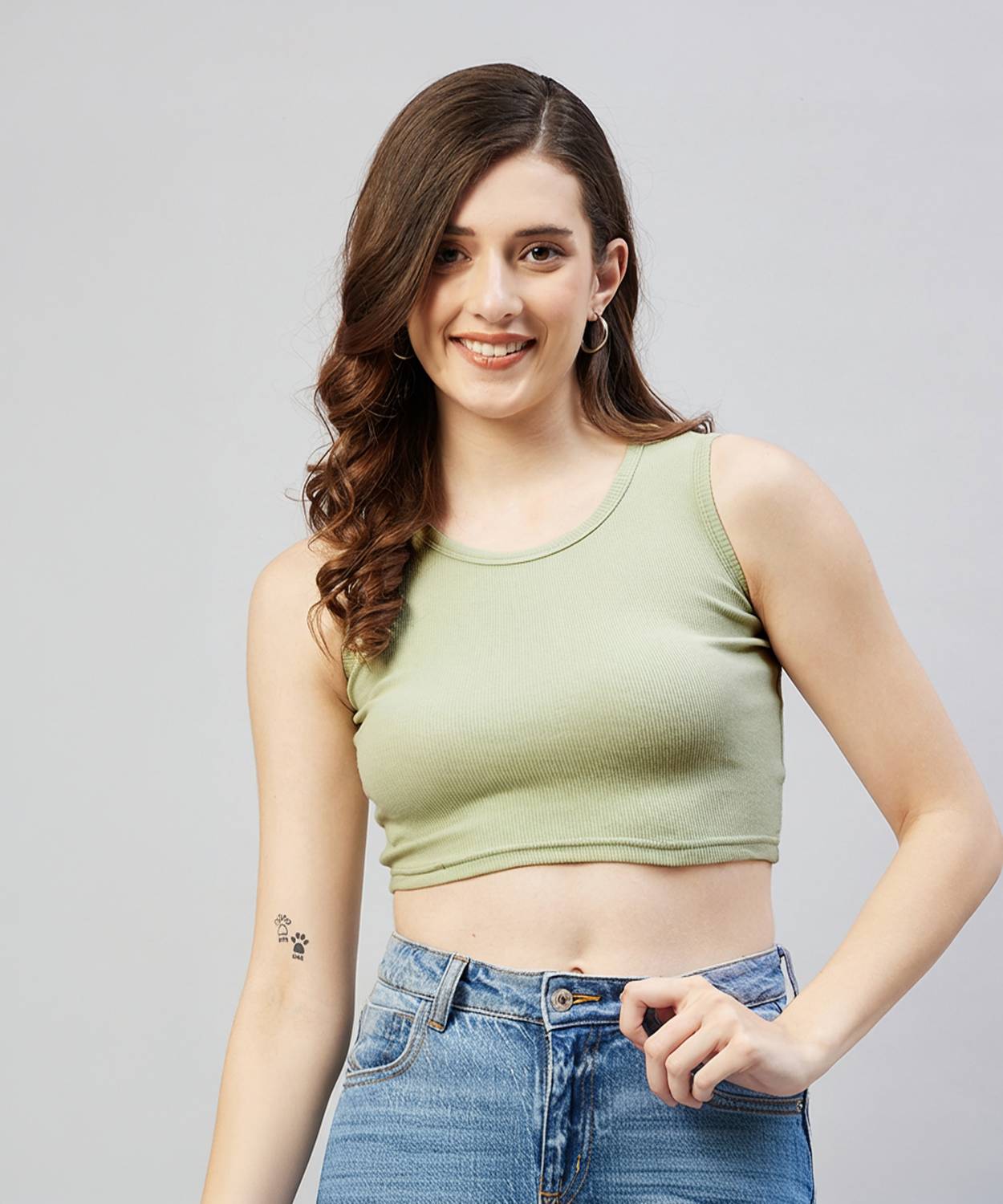 BLINKIN Casual Solid Women Light Green Top
