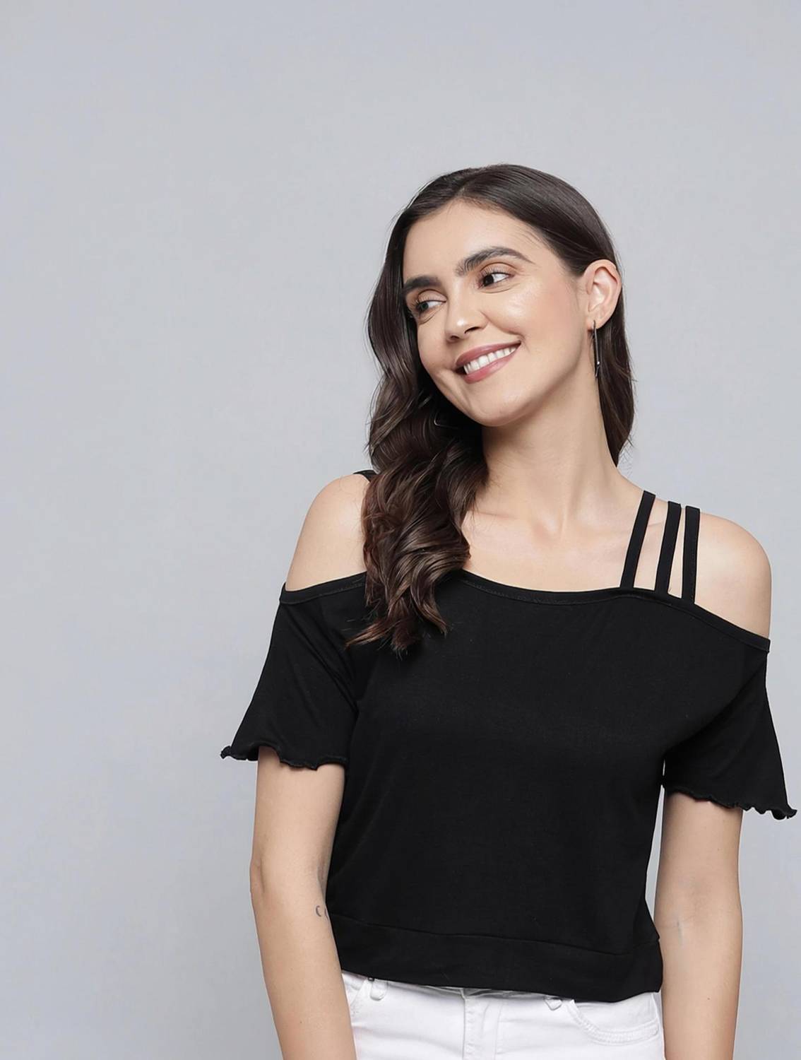 ADIROX Casual Solid Women Black Top