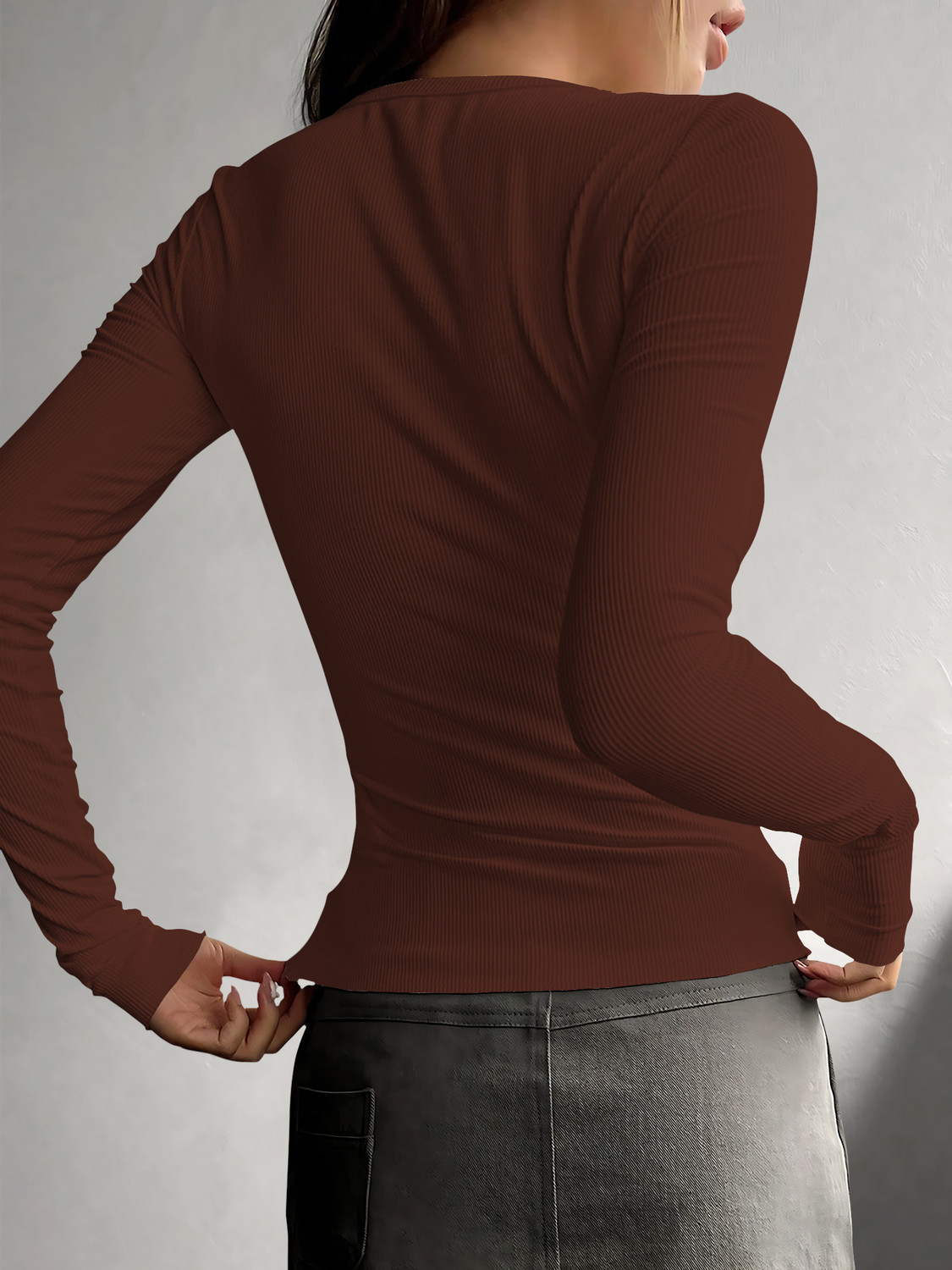 Image of Kashonaa Casual Solid Women Brown Top
